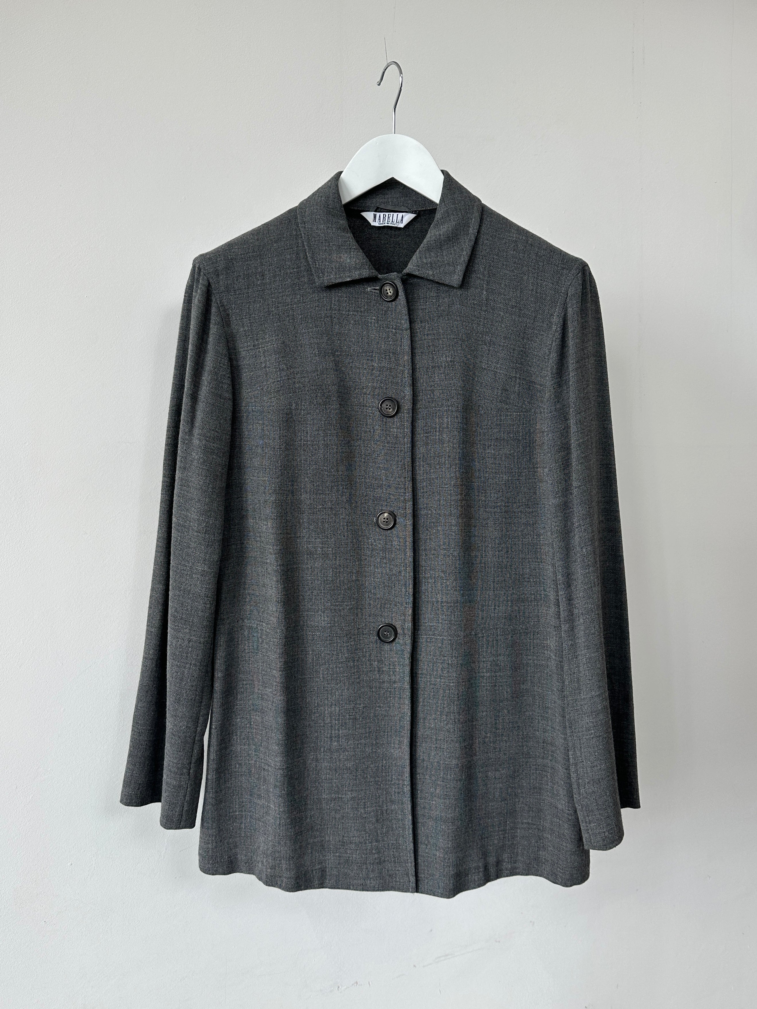 Marella Minimal Wool Lightweight Jacket in size L, featuring a sleek design and tailored fit, perfect for casual or office wear.