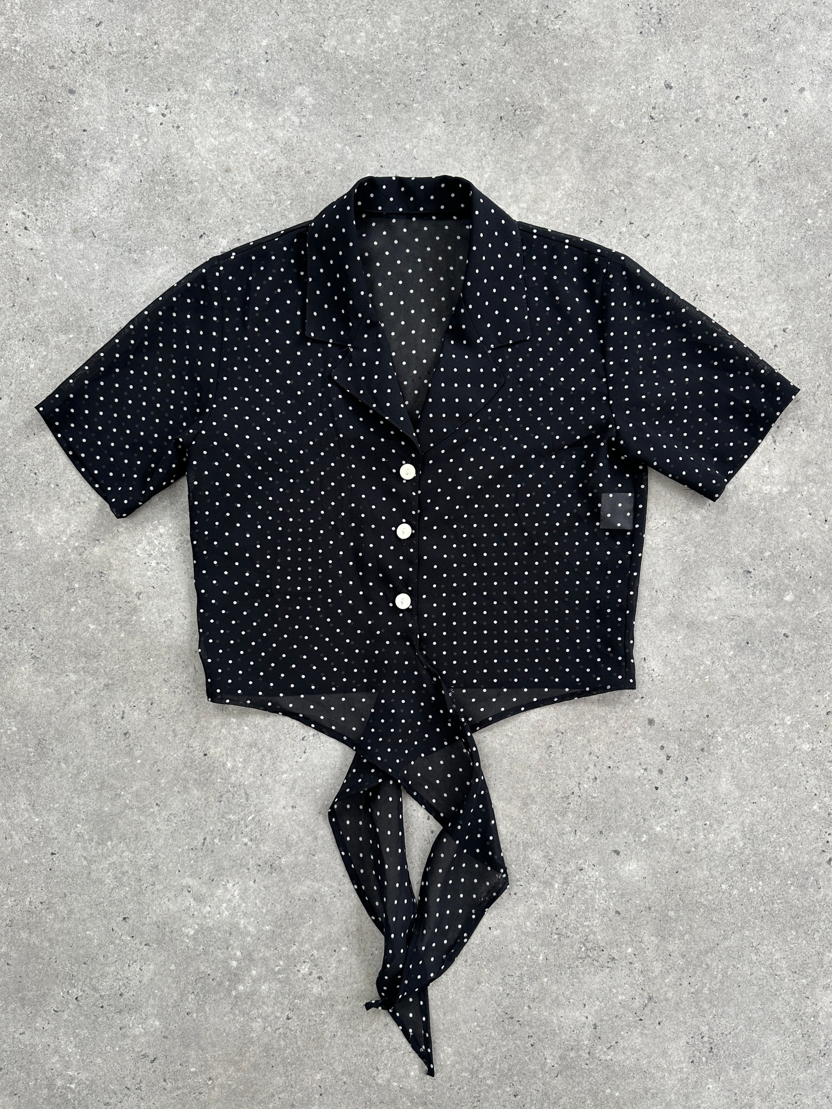 Italian Vintage 2000s Polkadot Sheer Tie Top - S - SYLK