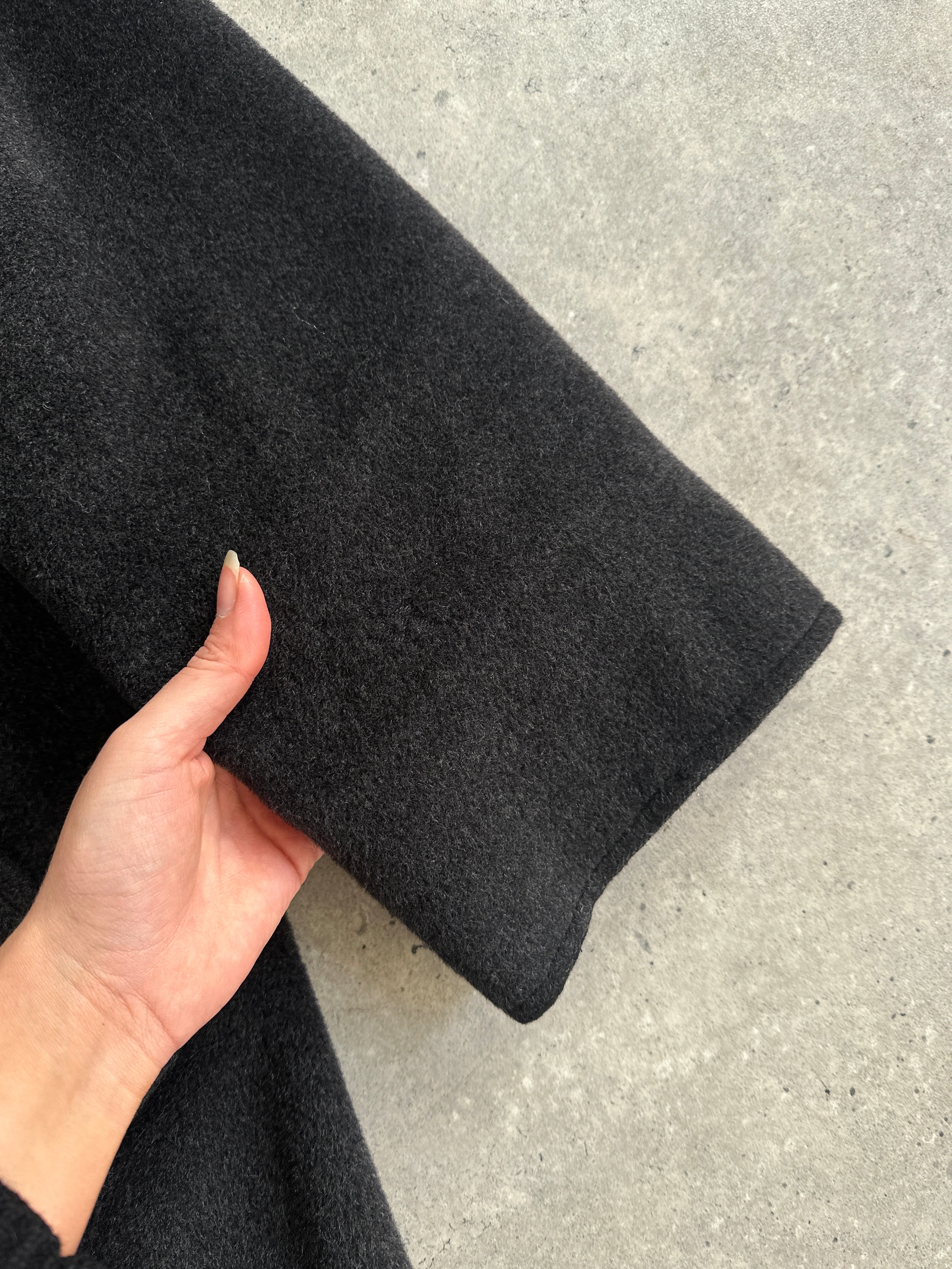 Marella wool cashmere double-breasted floor-length coat in XL, tailored fit with wide lapels and classic design.