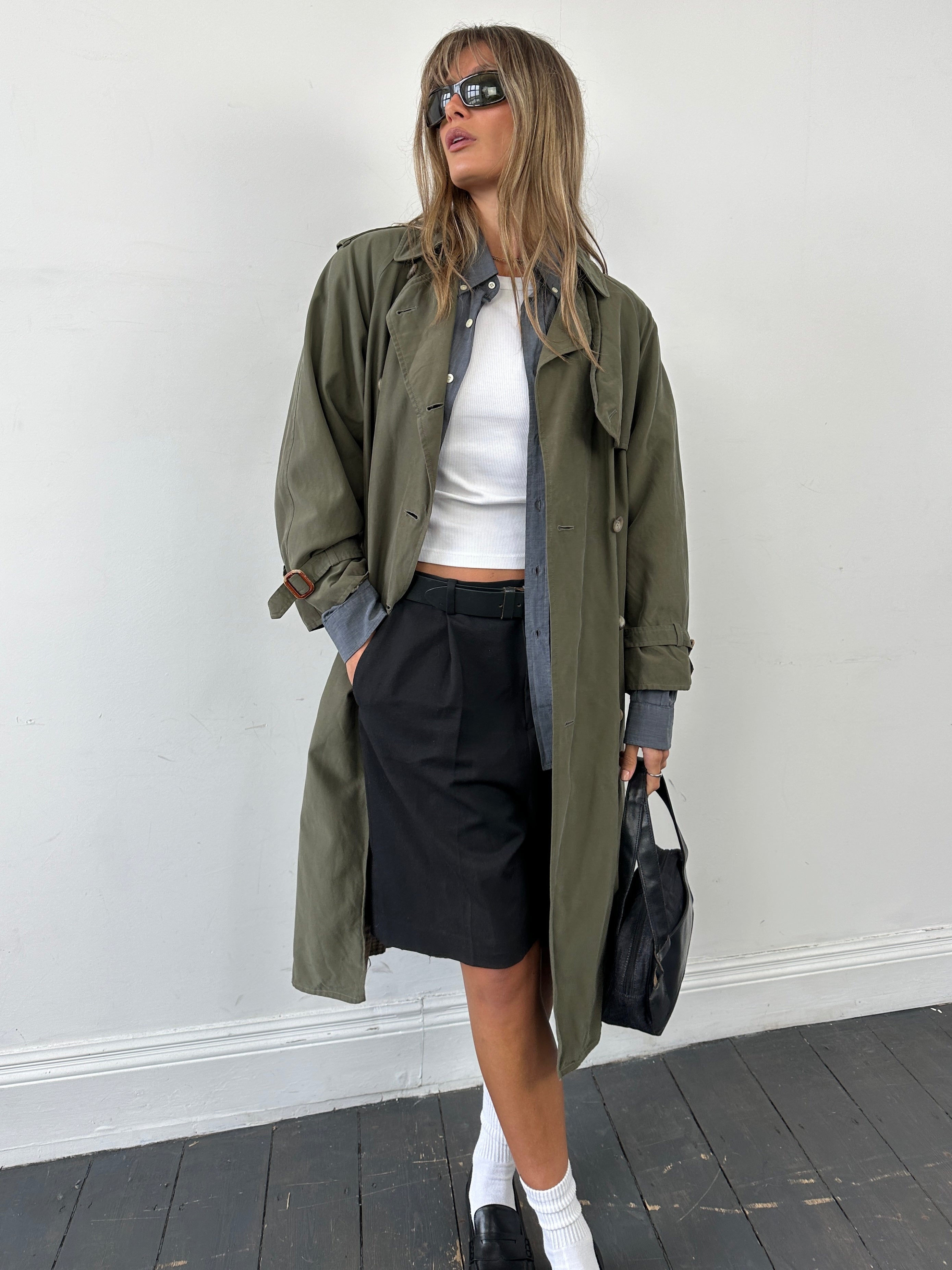 Max Mara Weekend Double Breasted Belted Trench Coat - M - SYLK