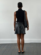 Vintage Faux Leather Wrap Mini Skirt - W25 - SYLK