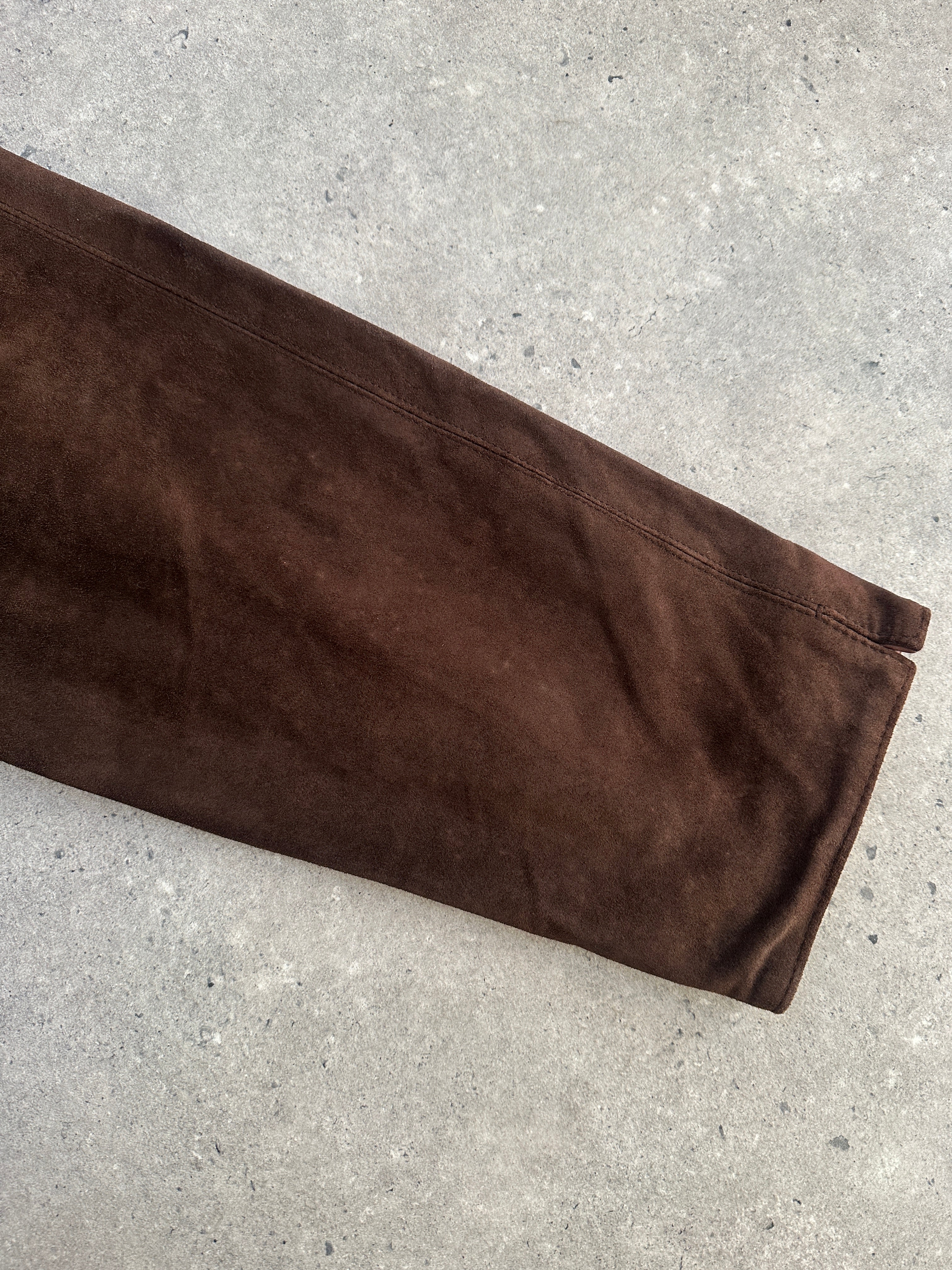 Valentino suede blazer jacket in XL, showcasing a stylish leather jacket with a tailored fit and smooth texture.