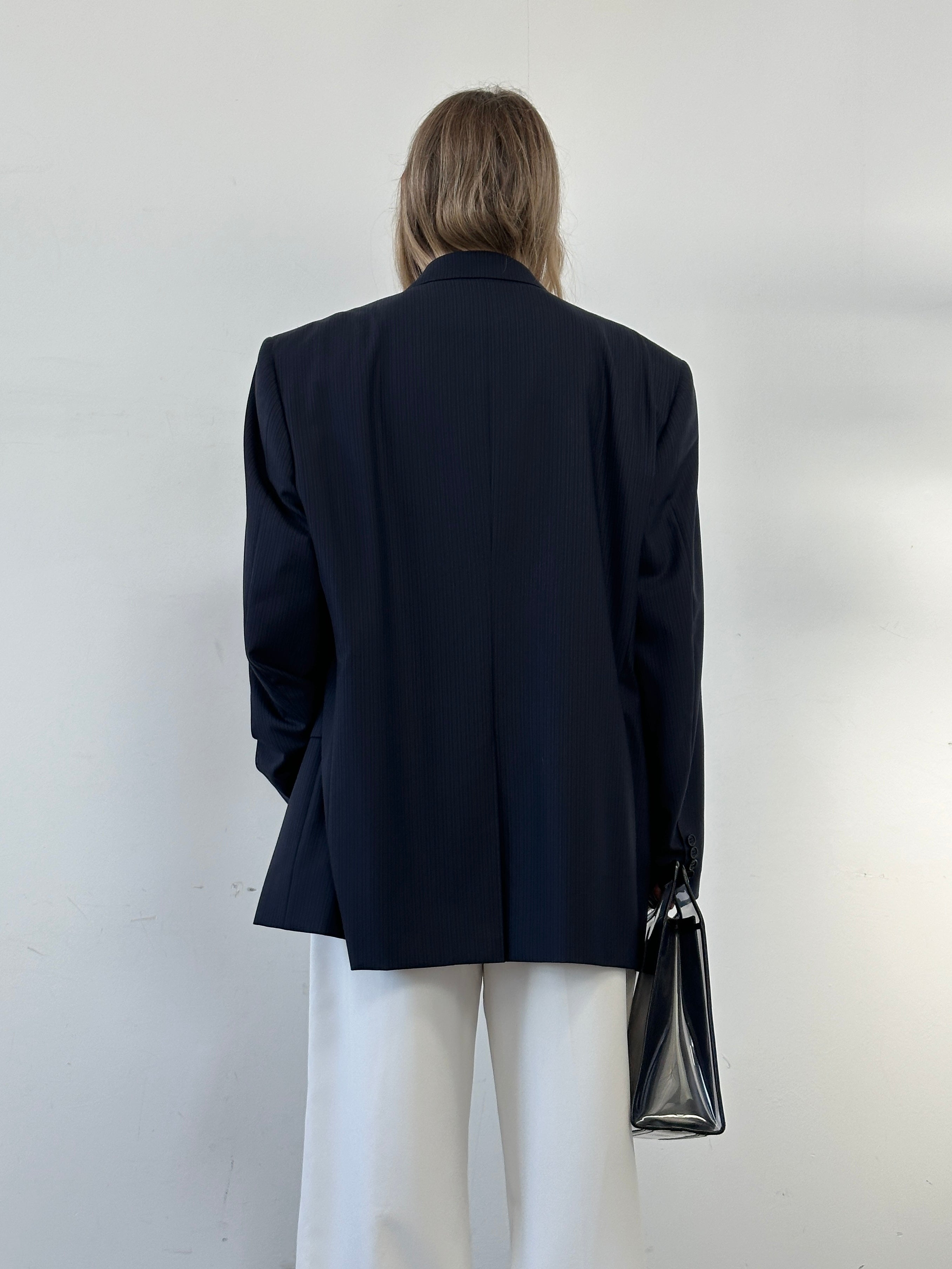 Canali Italian stripe pure wool single-breasted blazer in size 50R/XXL, featuring a classic tailored fit and stylish pattern.