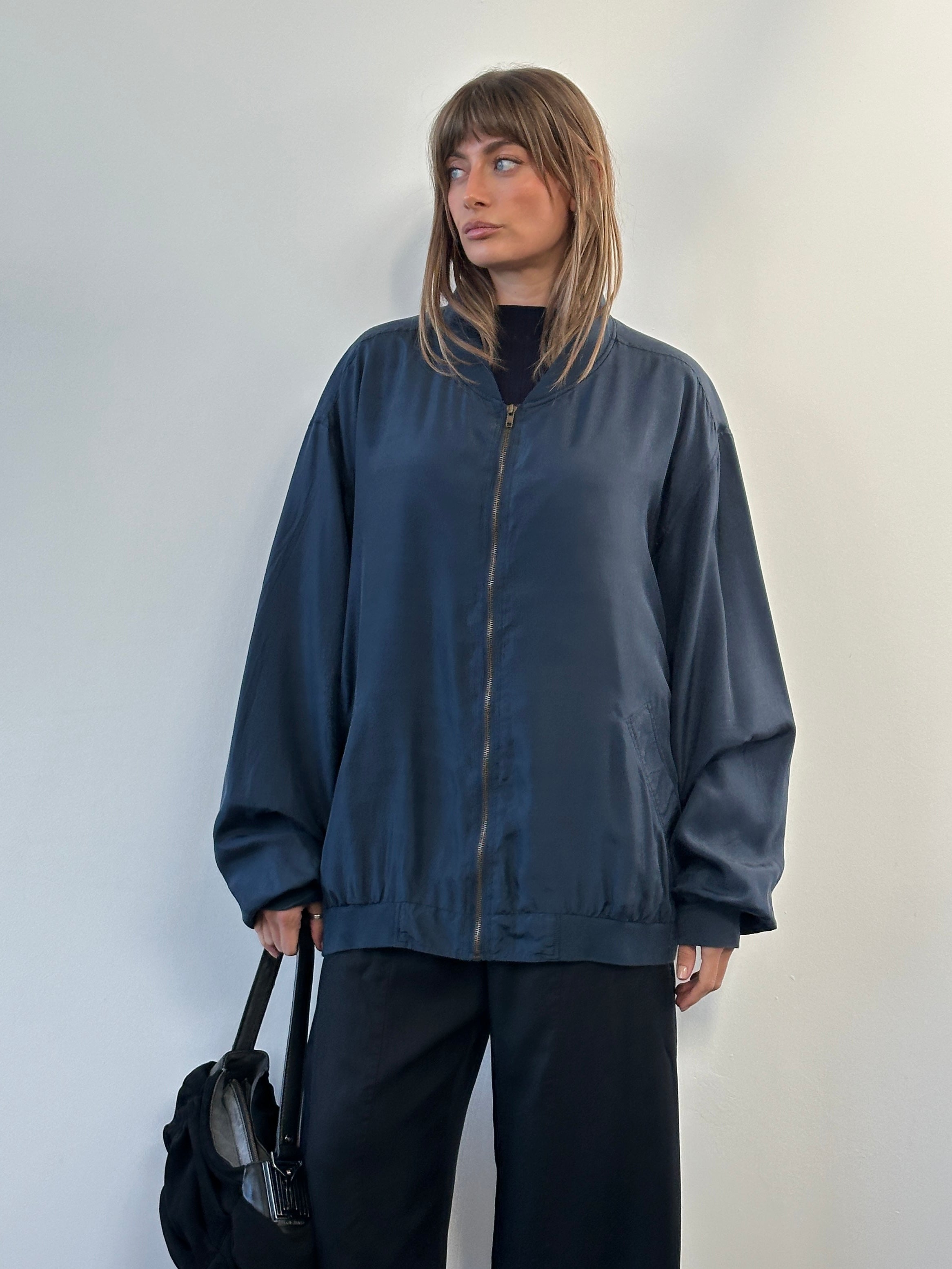 Vintage 1980s Pure Silk Bomber Jacket - XXL - SYLK