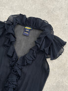 Ralph Lauren 2000s Pure Silk Sheer Ruffle Top - M - SYLK