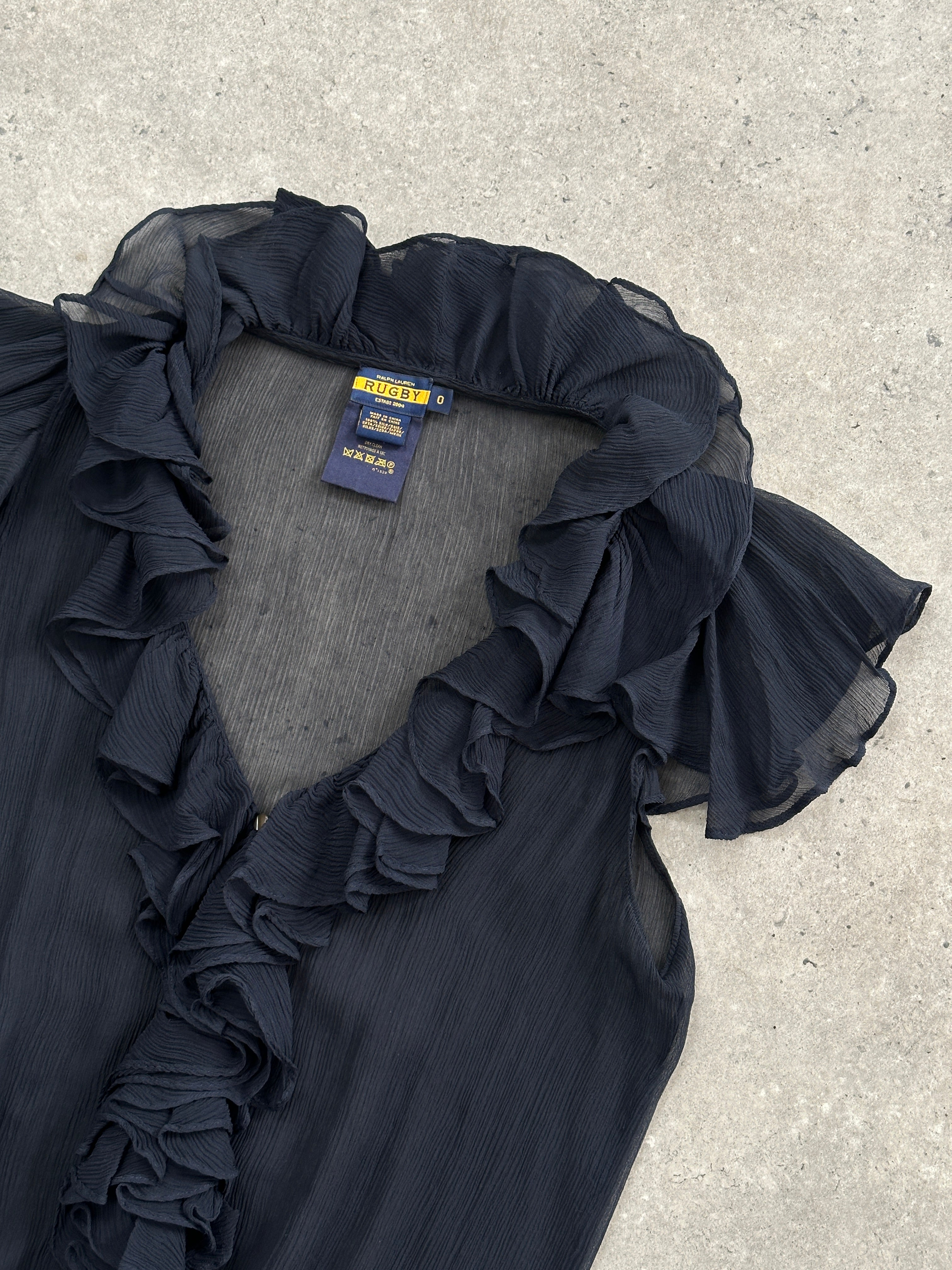 Ralph Lauren 2000s Pure Silk Sheer Ruffle Top - M - SYLK