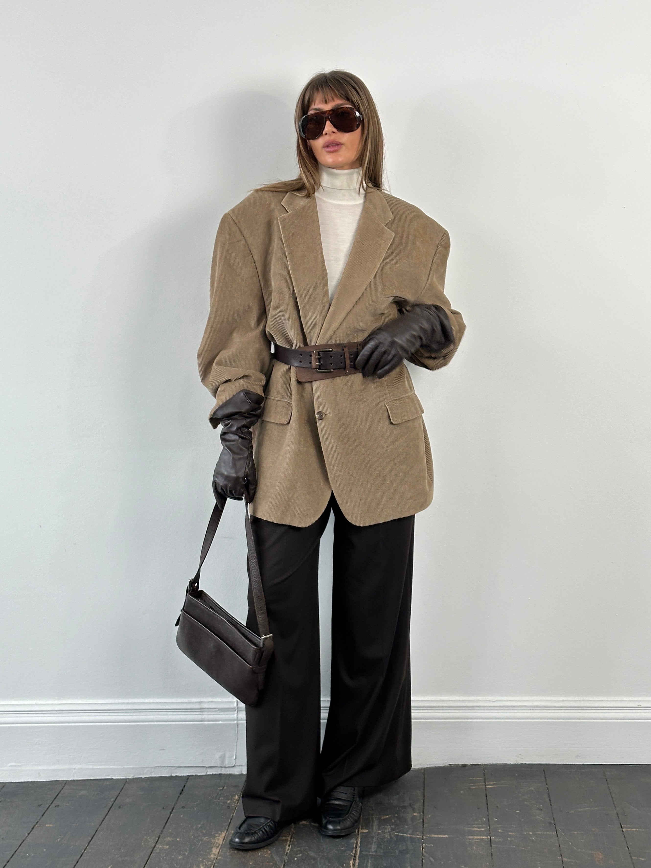 Ralph Lauren 2000s men's corduroy blazer, single-breasted in dark color, size 52R/3XL, shown on a hanger.
