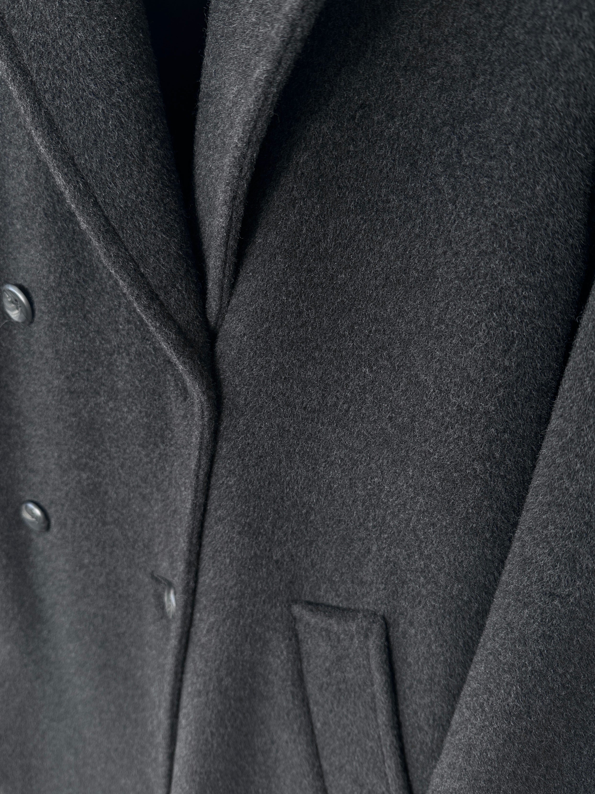Marella wool cashmere double-breasted coat in size M, tailored fit with classic lapels and button details, front view.
