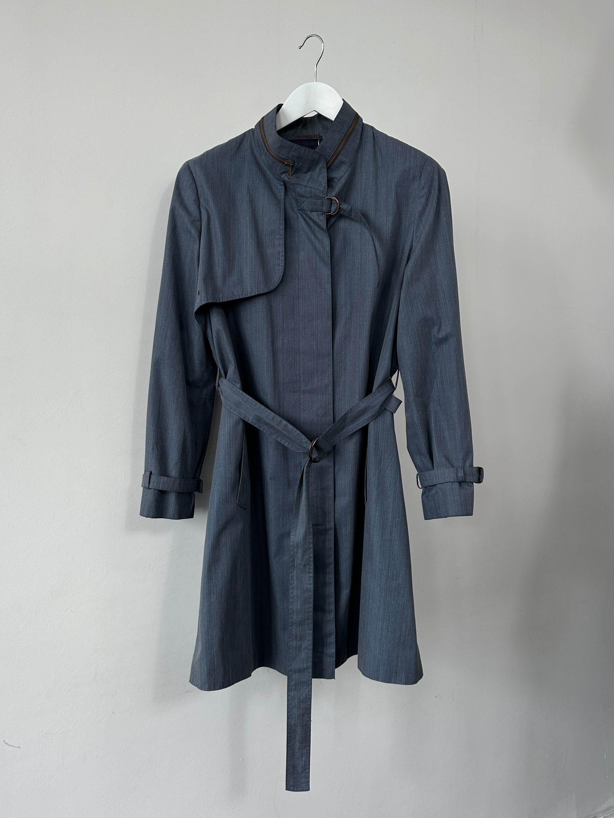 Vintage 80s Concealer Placket Belted Trench Coat - S - SYLK