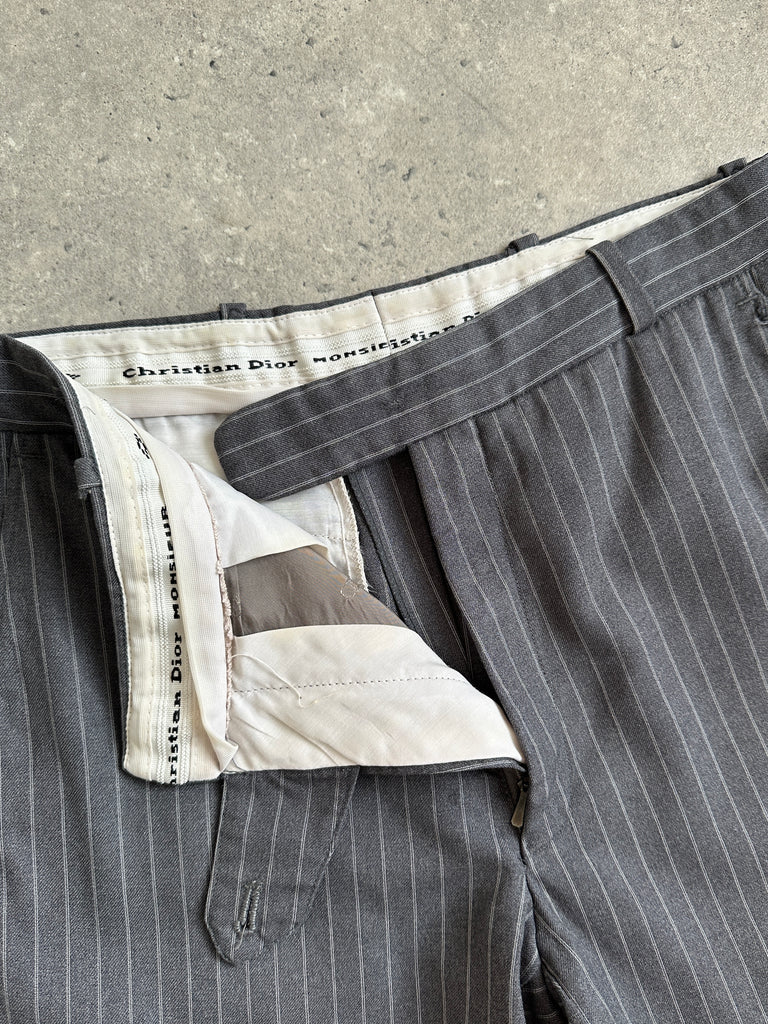 Christian Dior Pinstripe Wool Mid Waist Straight Leg Trousers - W30 - SYLK