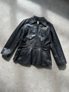 Italian Leather Double Zip Waisted Leather Jacket - M - SYLK