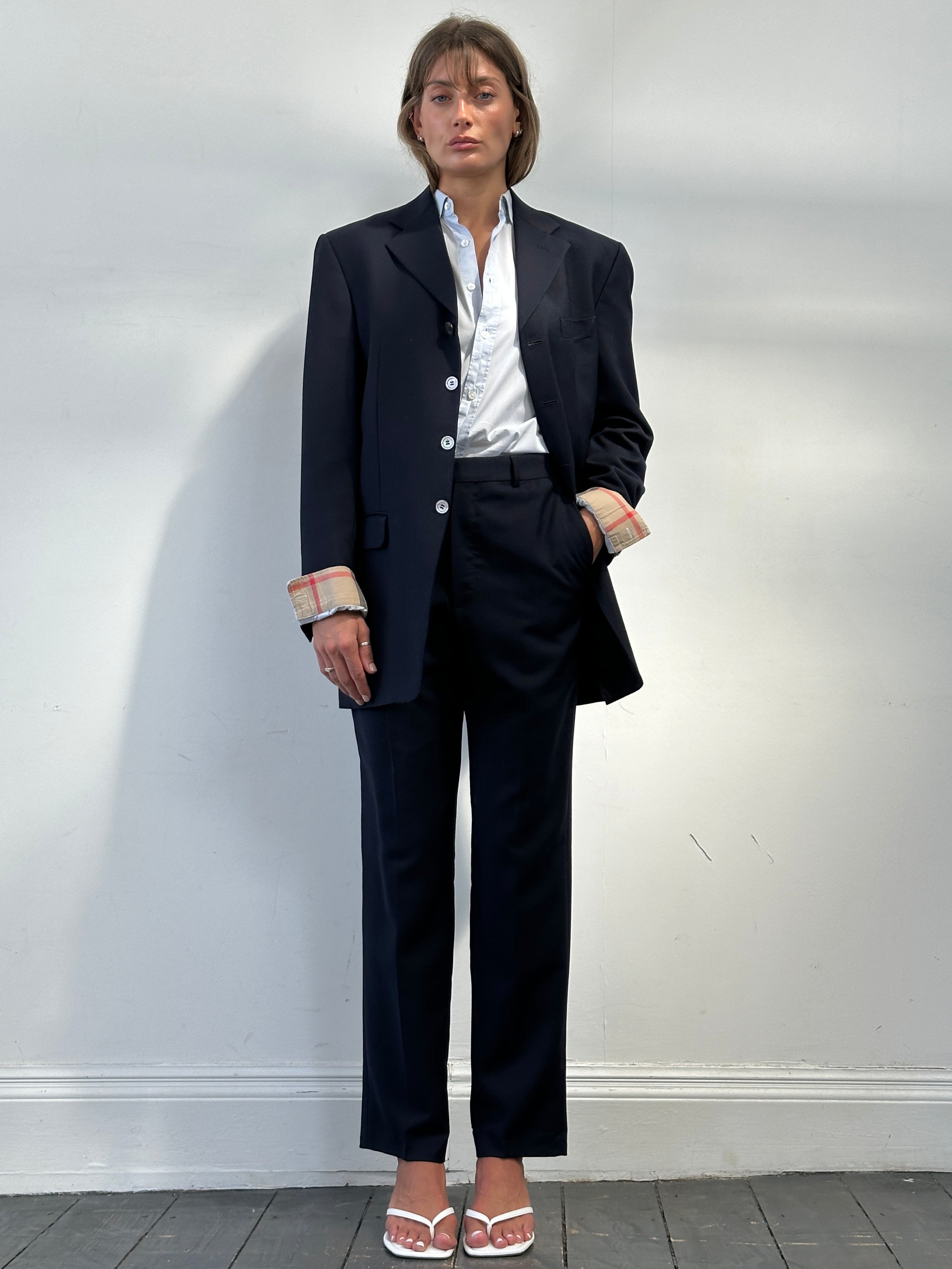 Yves Saint Laurent Virgin Wool Mohair single-breasted jumpsuit in size 38R/W28, featuring tailored fit and elegant design.