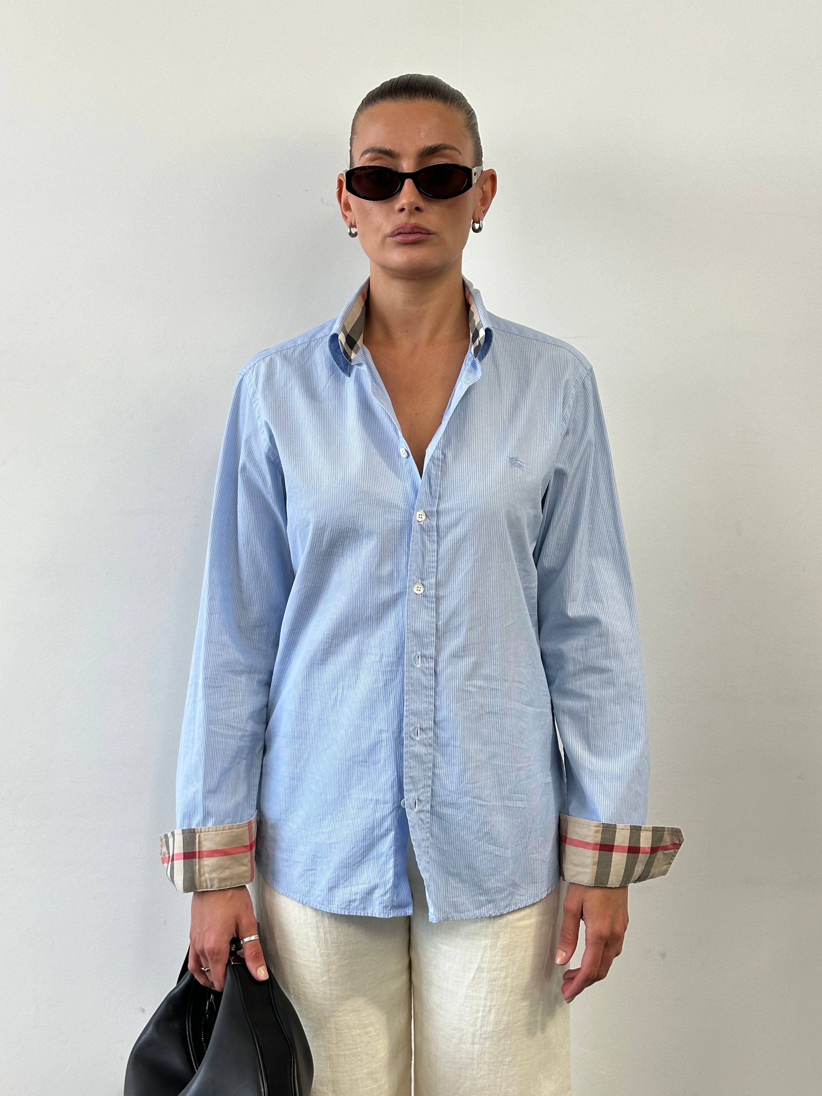 Burberry London Cotton Stripe Logo Shirt - M - SYLK