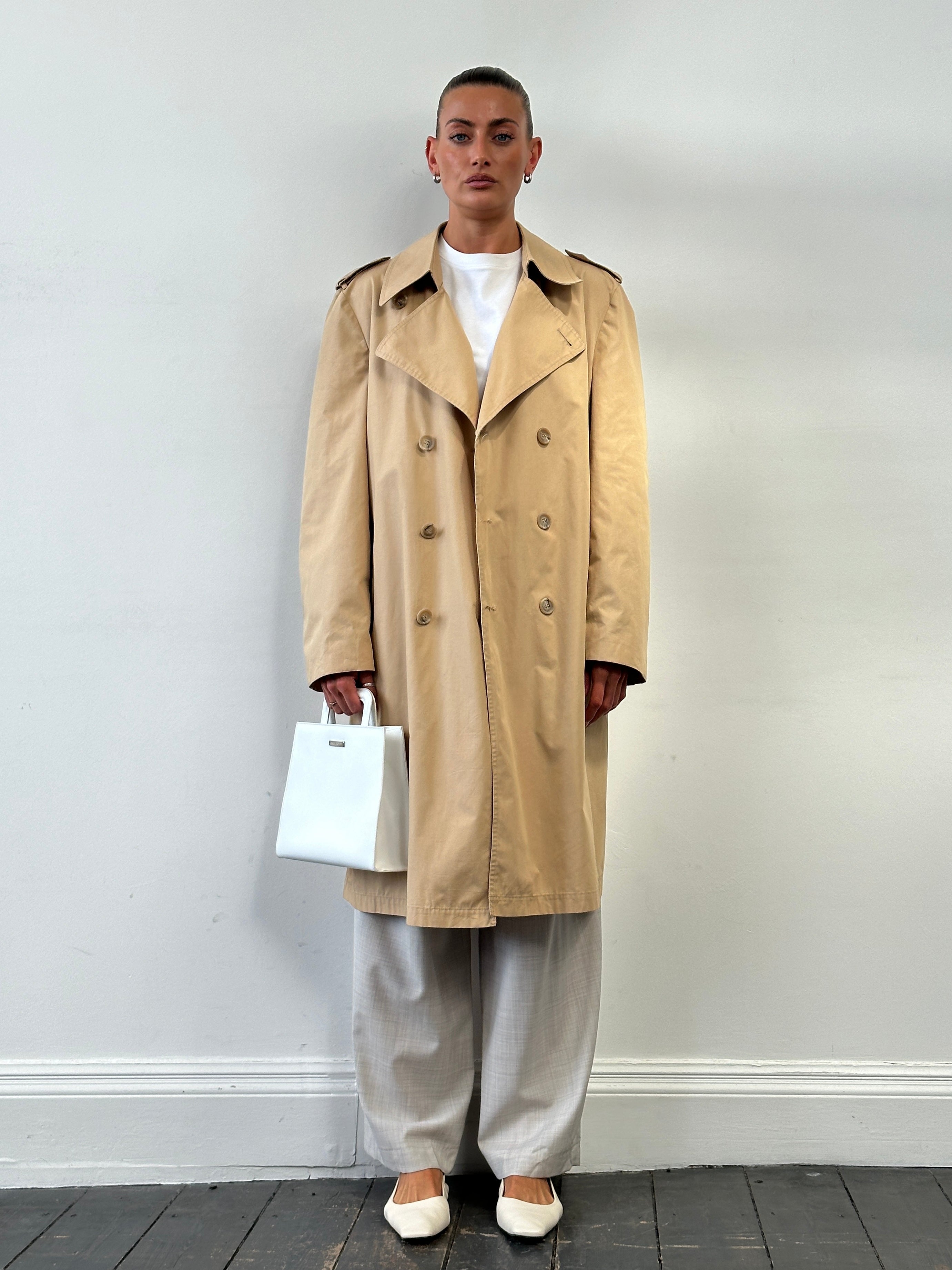 Christian Dior Paris Cotton Double Breasted Trench Coat - L - SYLK