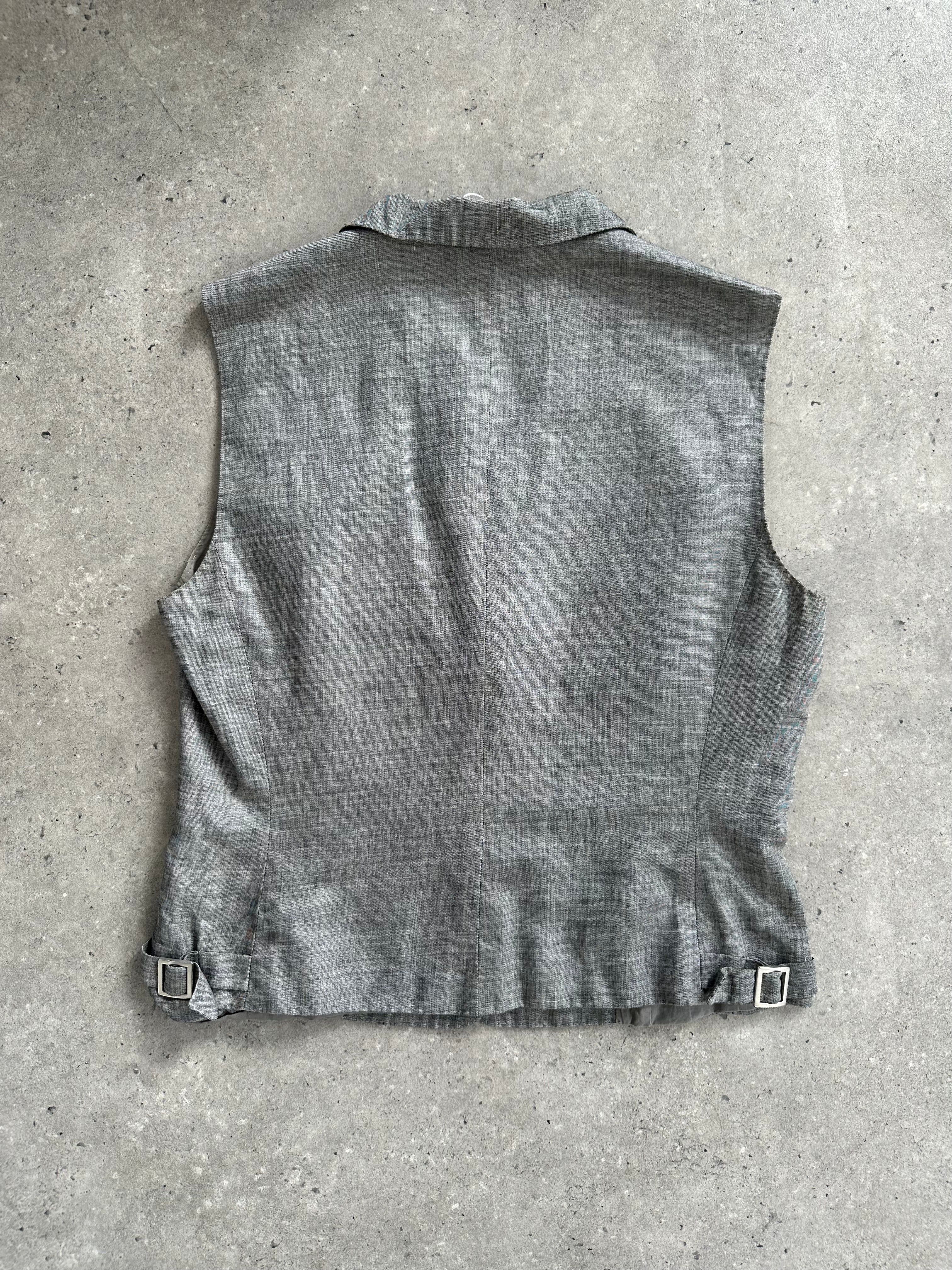 Max Mara cotton linen waistcoat in size S/M, showcasing lightweight fabric and tailored fit, front view with button details.