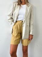 Vintage Linen Pleated Wide Leg Shorts - W26 - SYLK