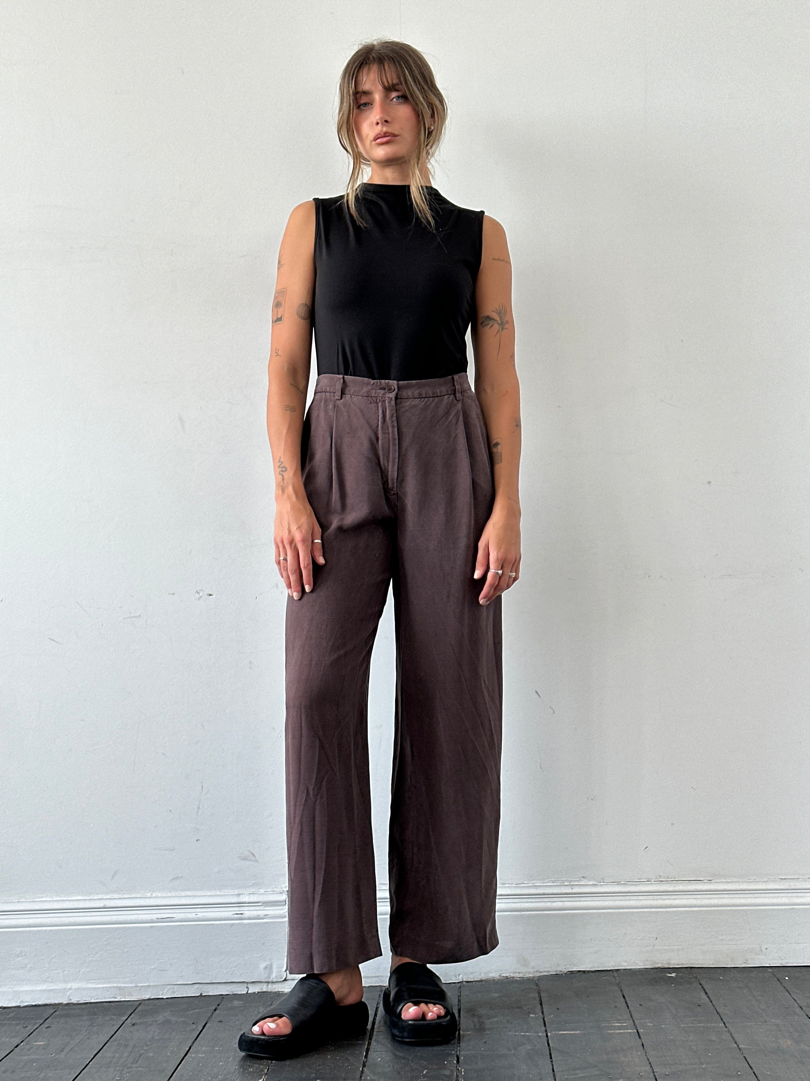 Max Mara Pure Silk Wide Leg High Waisted Trousers - W28 - SYLK