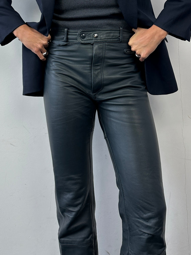 Vintage Leather Straight Leg Trousers - W28 - SYLK