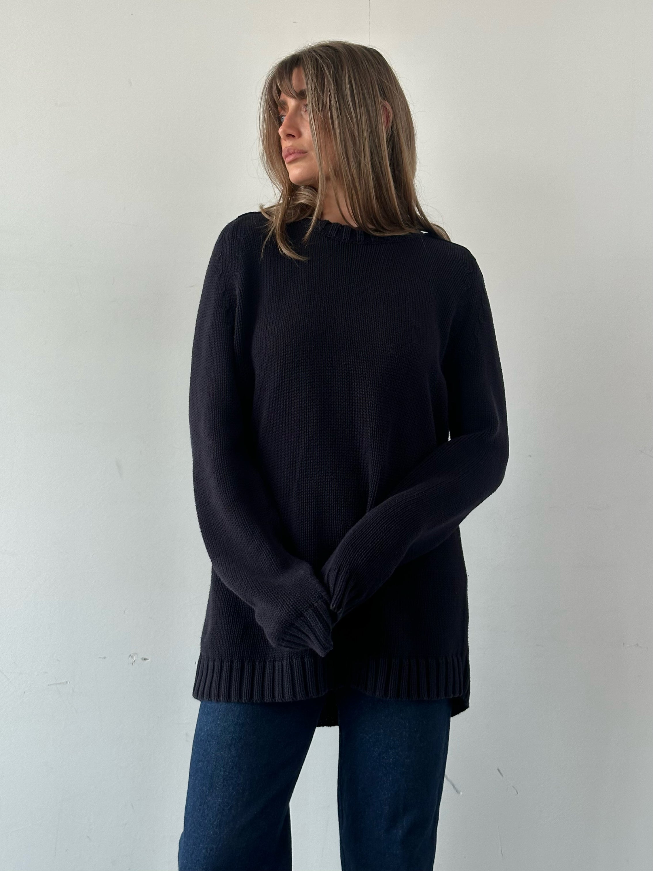 Yves Saint Laurent pure cotton knitted logo jumper in XXL, featuring a classic design with the brand's logo on the front.