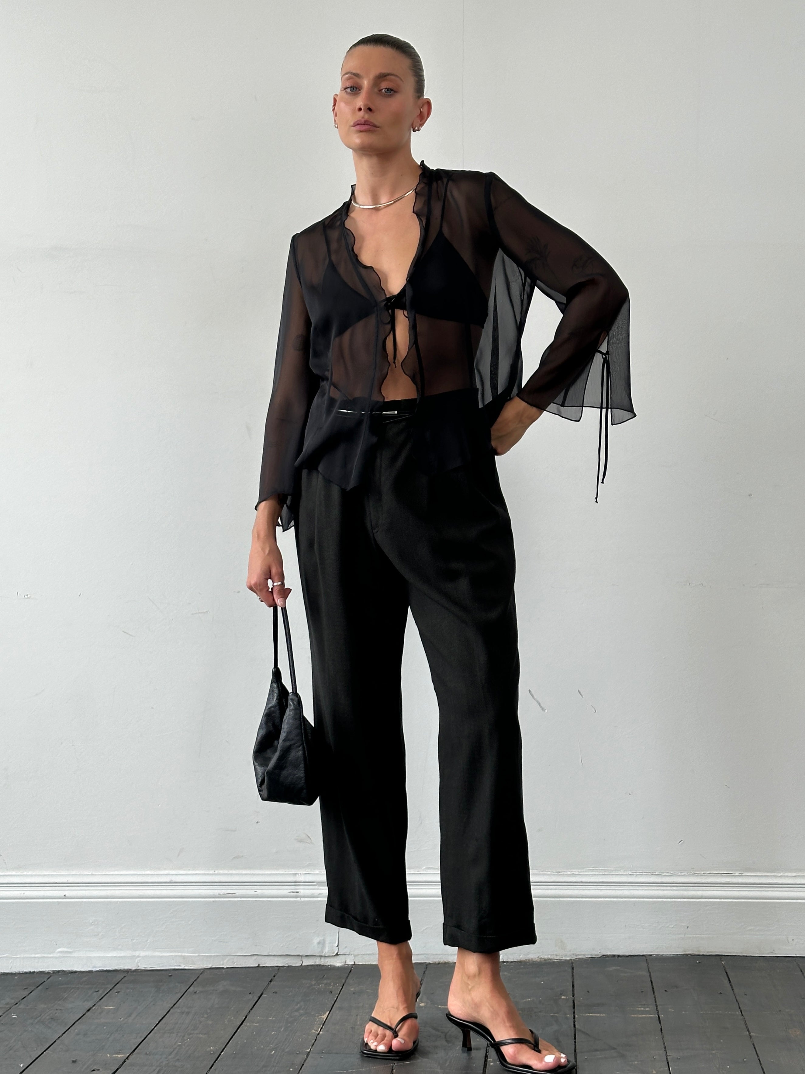 Christian Dior Monsieur wool straight-leg tailored trousers in dark fabric, front view highlighting fit and style.
