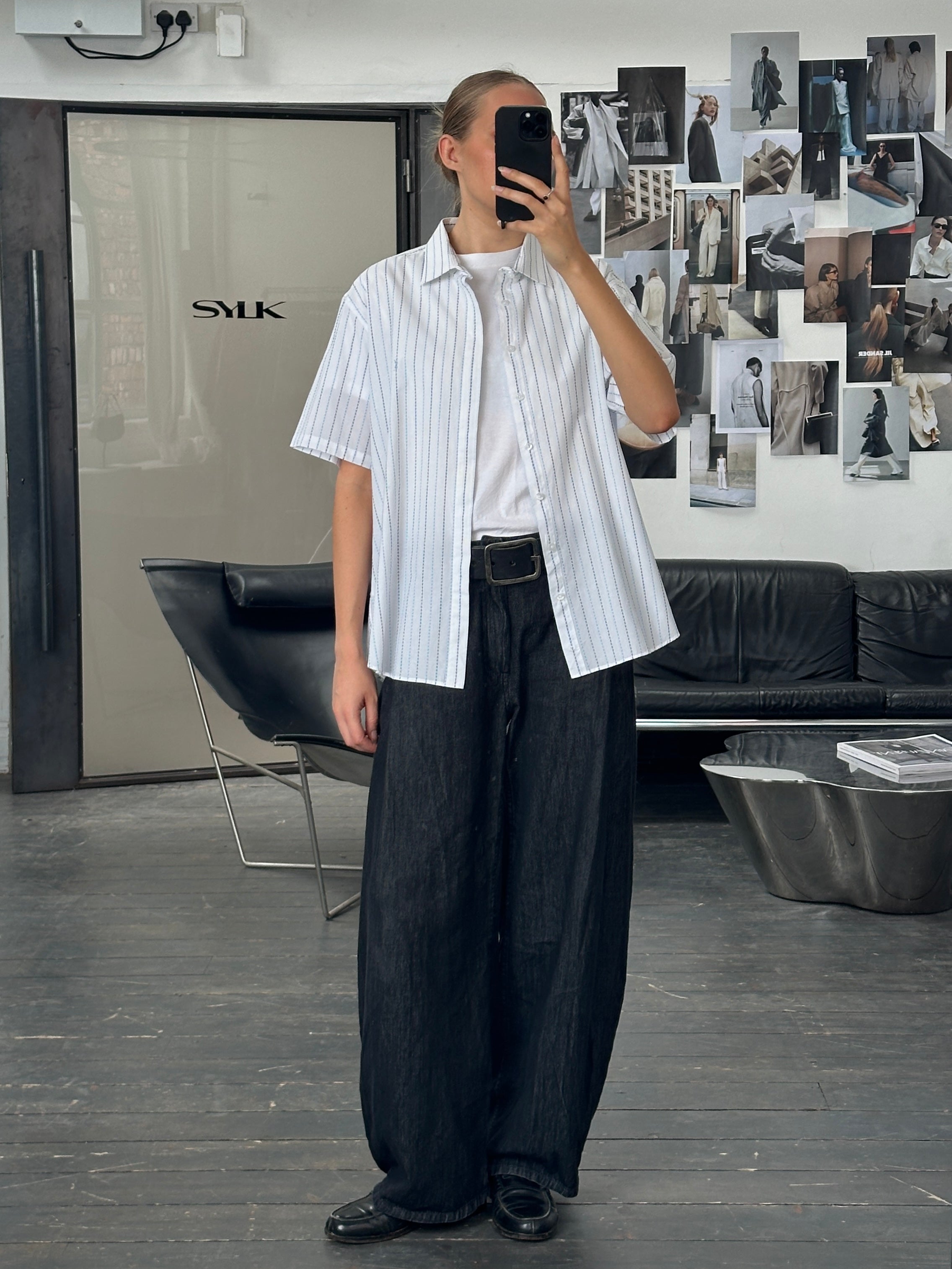 Yves Saint Laurent 2000s Cotton Check Short Sleeve Logo