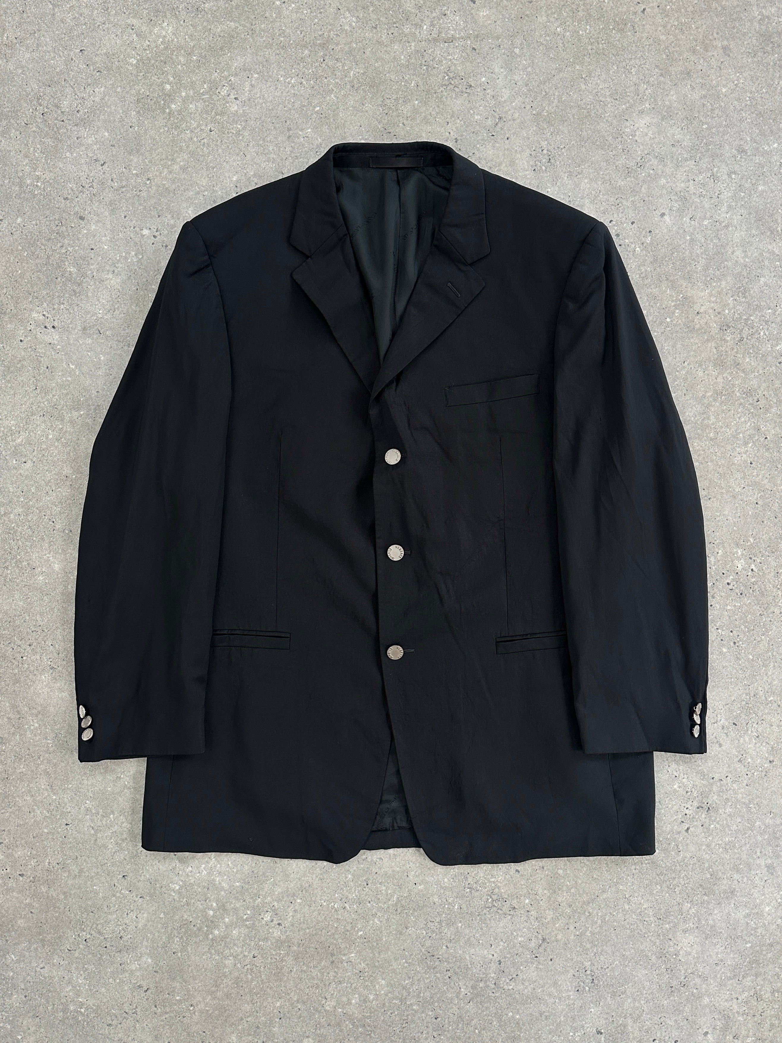 Versace classic bespoke pure wool single-breasted blazer in size 46R/XL with button details and tailored fit.