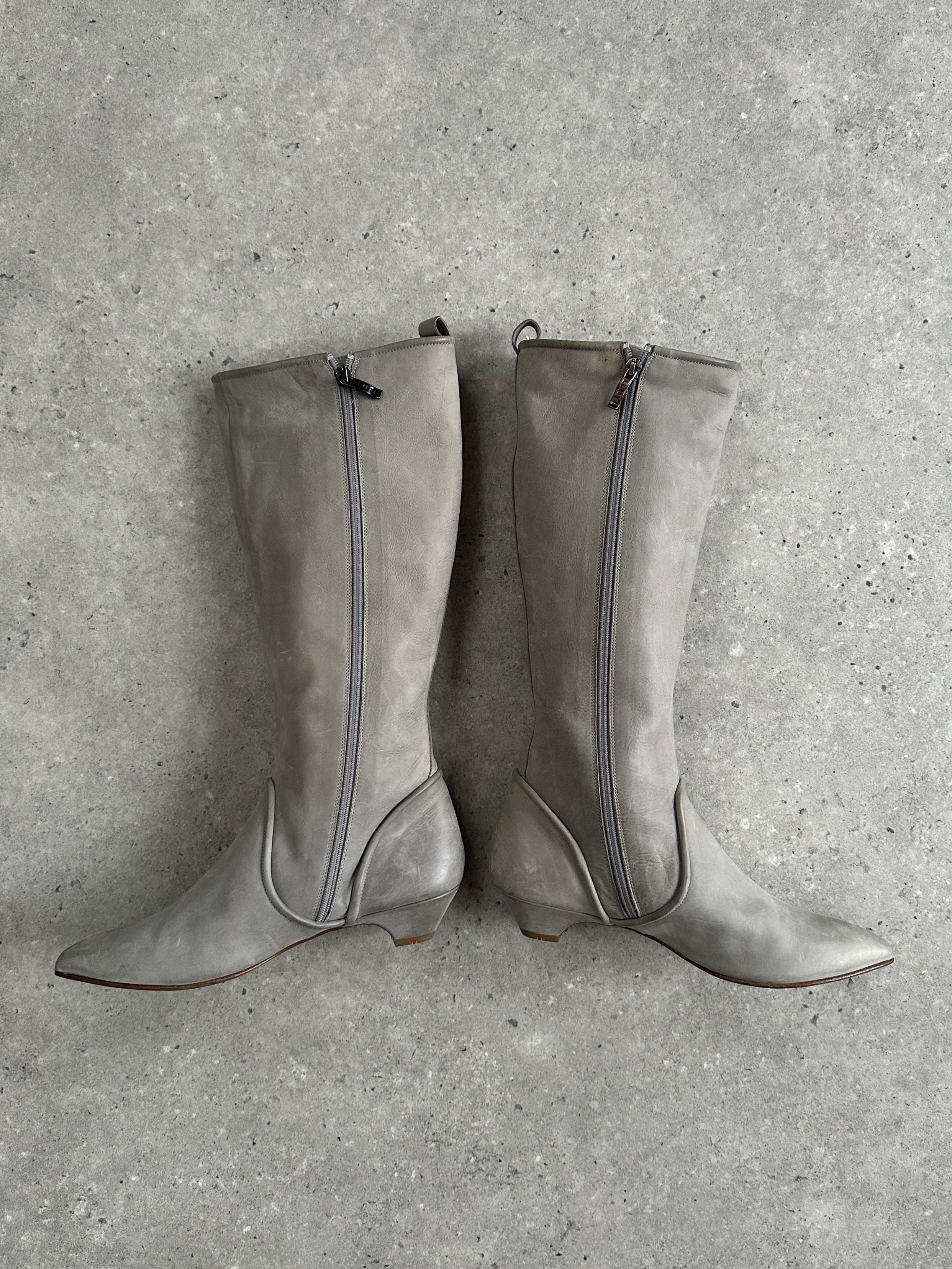 Italian Vintage Nubuck Leather Knee Boots - UK 3 1/2 / EUR 4 1/2 - SYLK