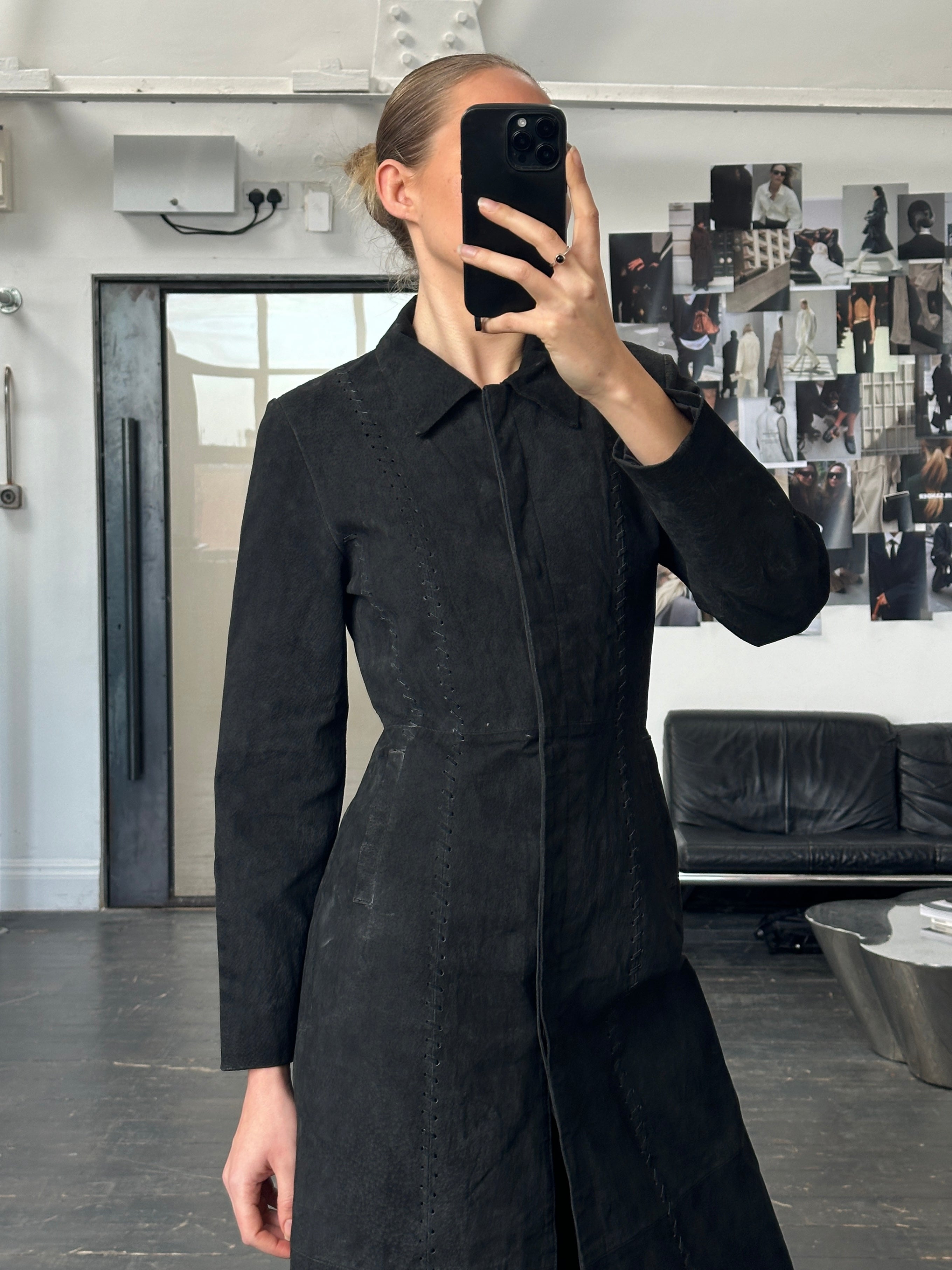 Vintage 1990s Suede Concealed Placket Trench Coat - S - SYLK