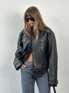 Vintage 1990s Boxy Faux Leather Jacket - M - SYLK