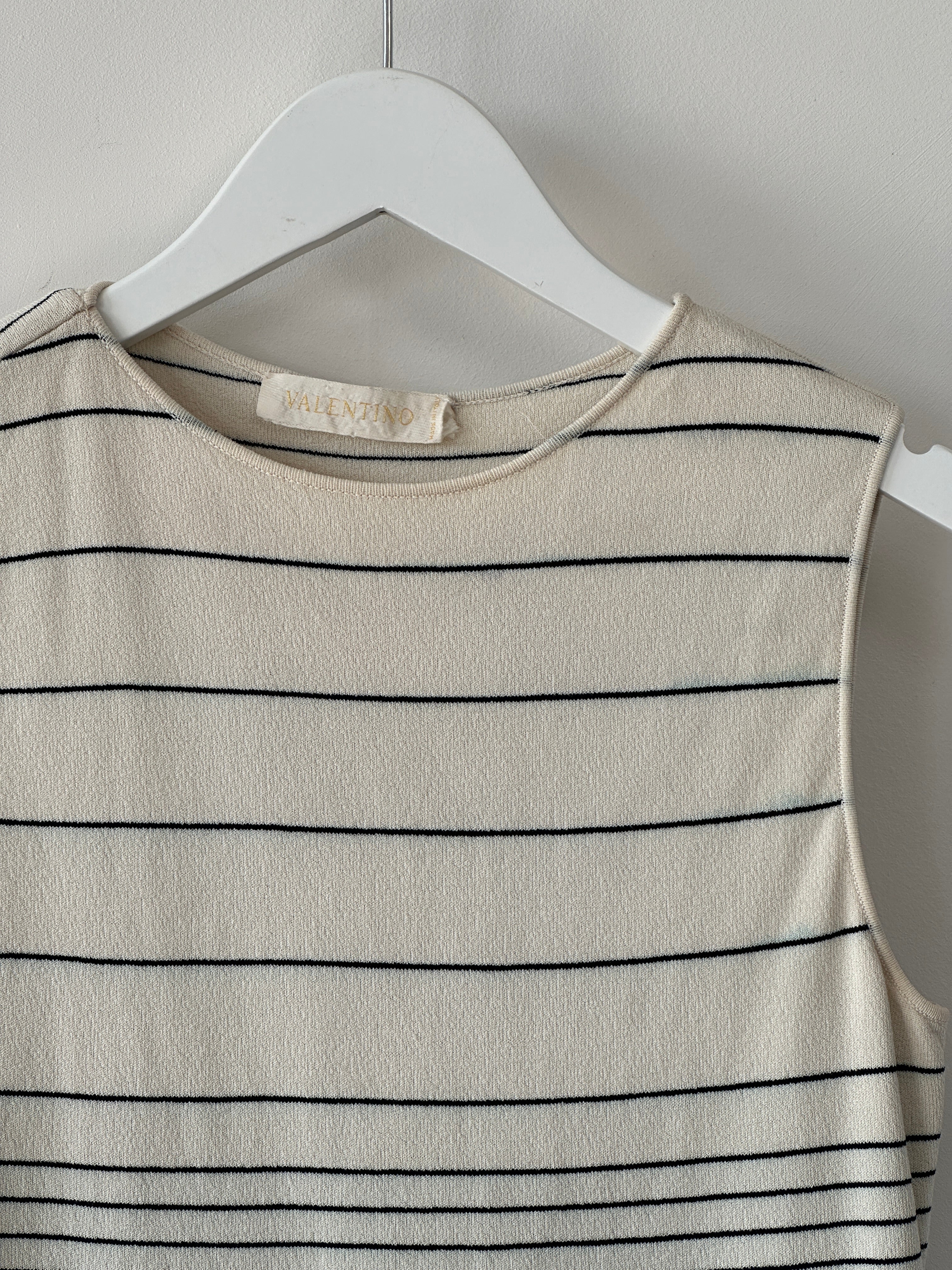 Valentino silk asymmetric stripe vest top in XS, featuring a stylish design with bold stripe pattern and luxurious fabric.