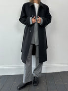 Italian Vintage Wool Cashmere Concealed Placket Belted Coat - L/XL - SYLK