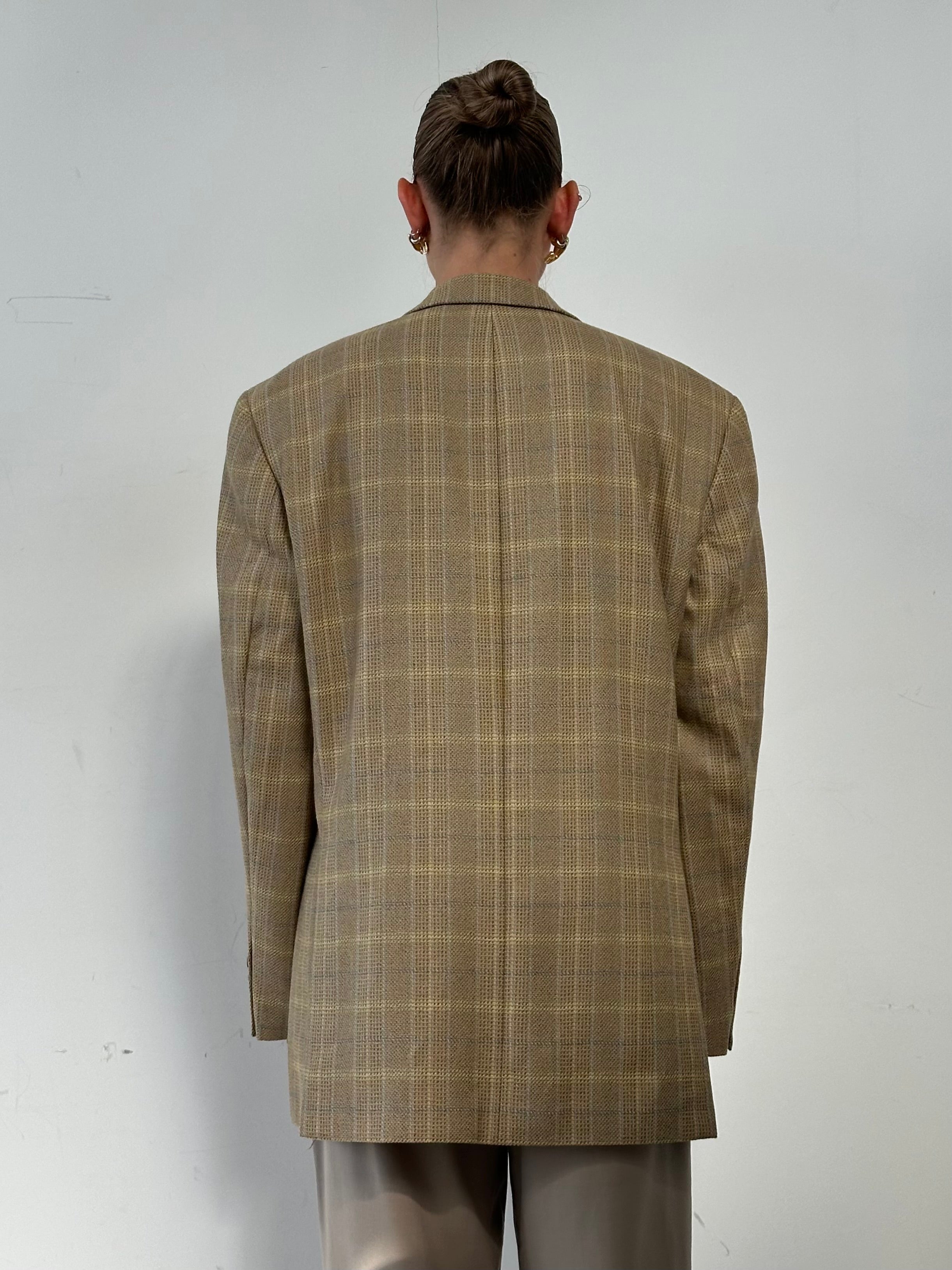 Yves Saint Laurent Pour Homme XXL wool check blazer with classic tailored fit and stylish pattern, suitable for formal or smart casual wear.