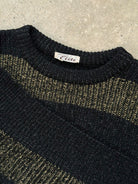 Italian Vintage 1990s Wool Alpaca Striped Knitted Jumper - XL/XXL - SYLK