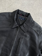 Tommy Hilfiger Distressed Leather Bomber Jacket - M - SYLK