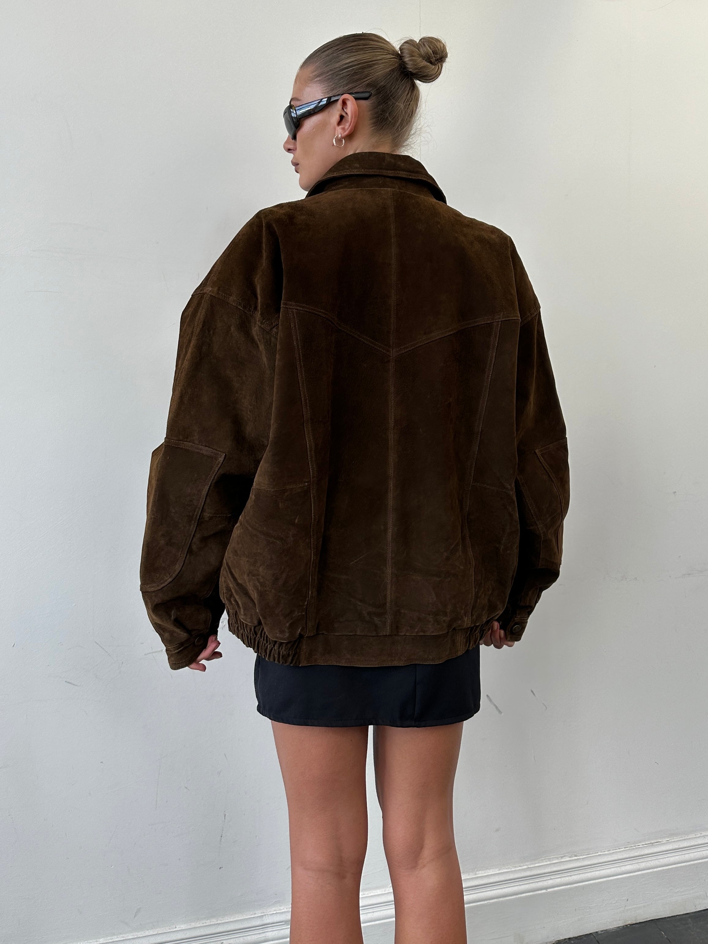 Vintage Suede Bomber Jacket - XL - SYLK