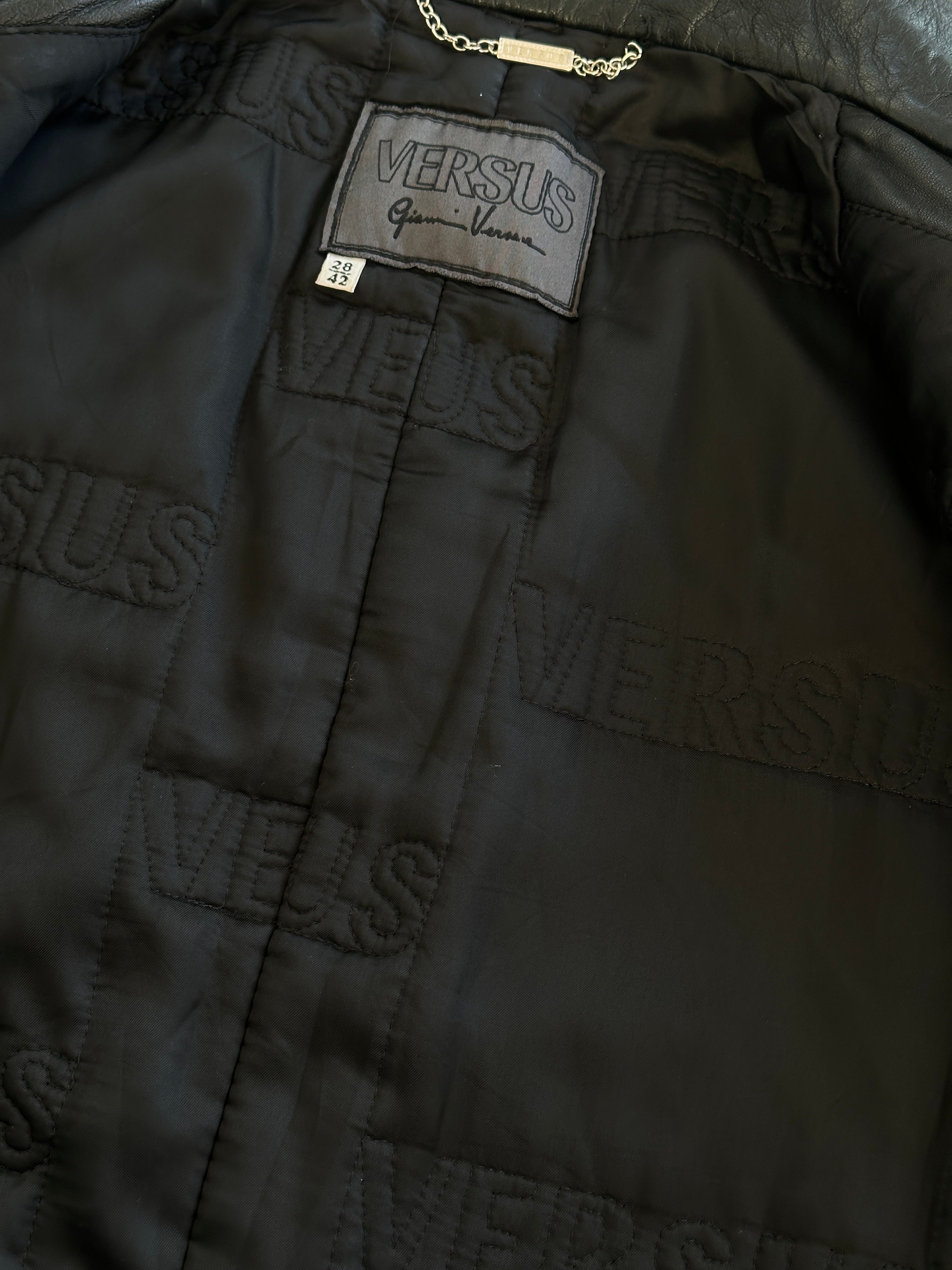 Gianni Versace Versus 1990s Bespoke Lion Head Leather Trench Coat - S - SYLK