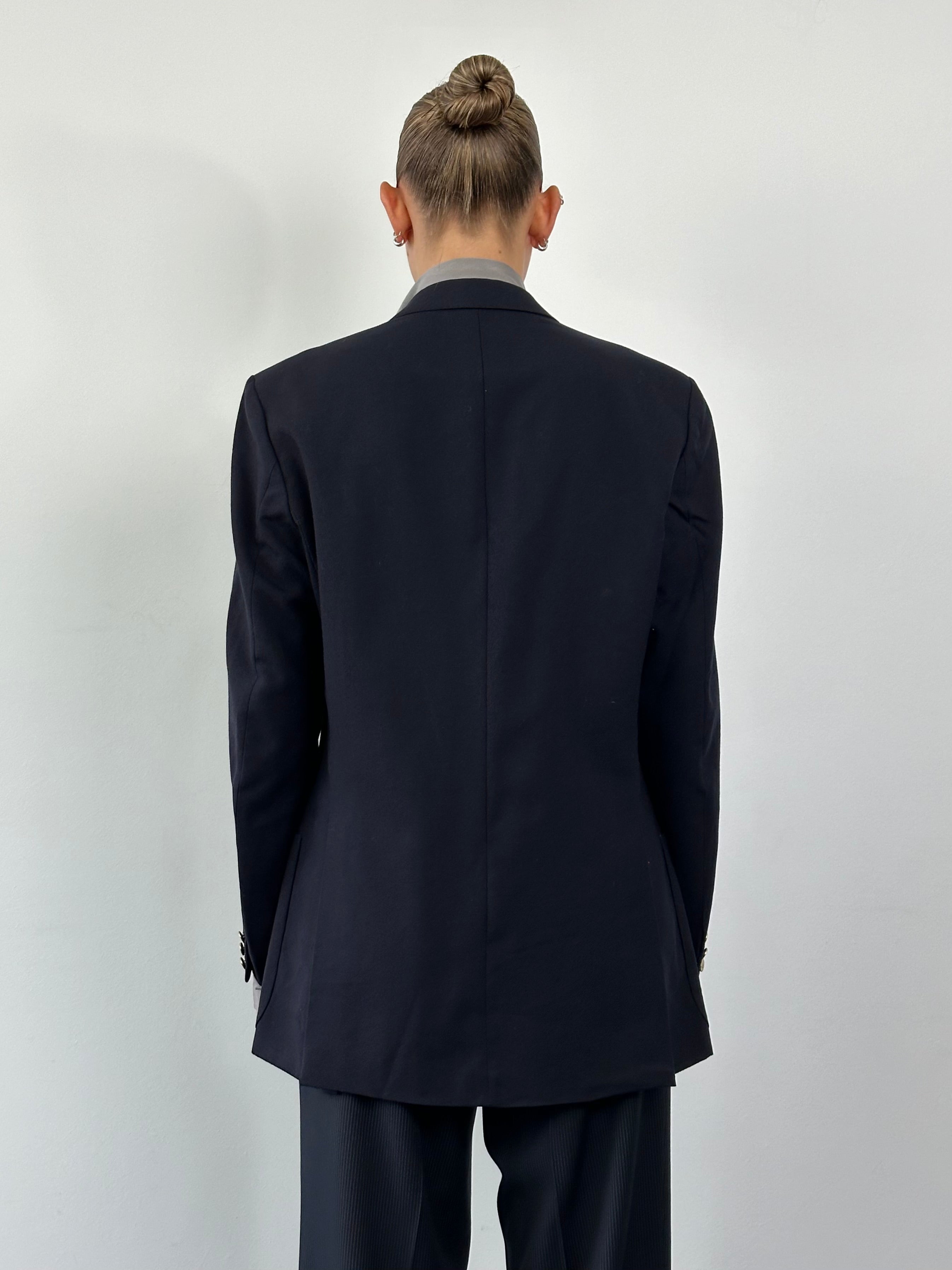 Burberry Bespoke Button pure wool double-breasted blazer in size L, tailored fit with classic design and structured lapels.