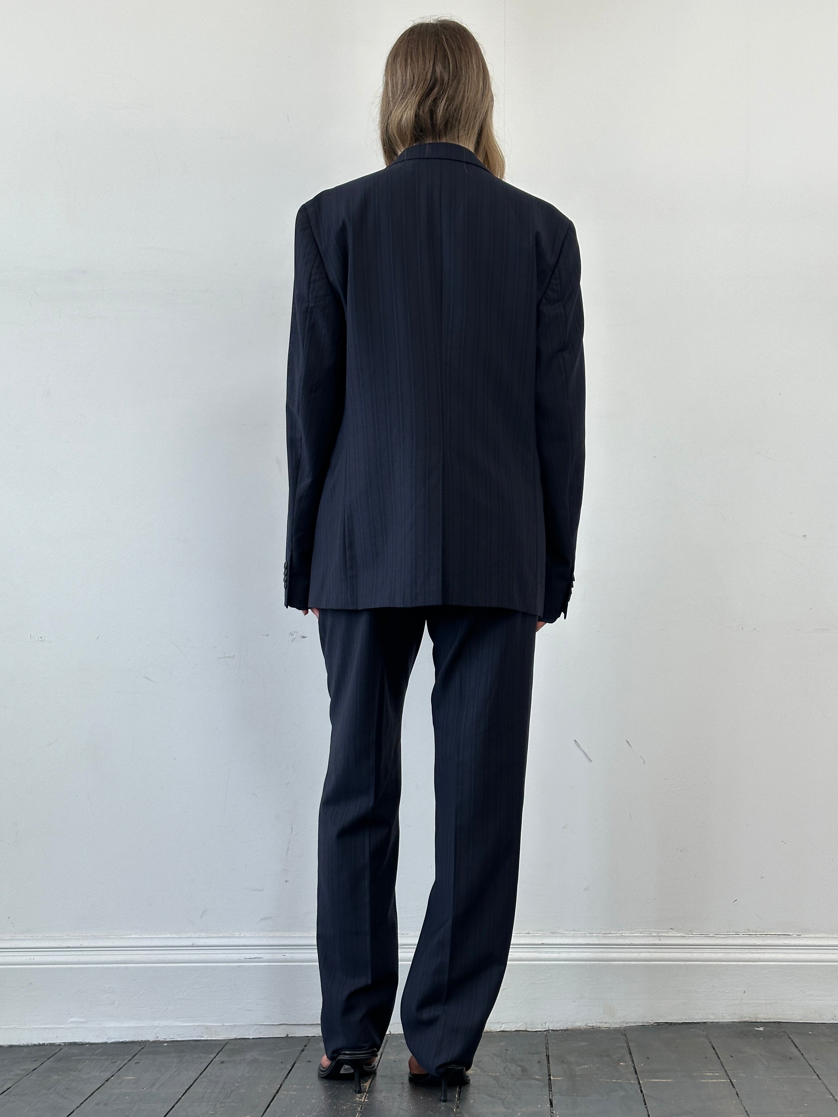 Daniele Alessandrini pure wool single-breasted suit jumpsuit in size 42R/W34, tailored fit, dark color, styled with lapels and buttons.