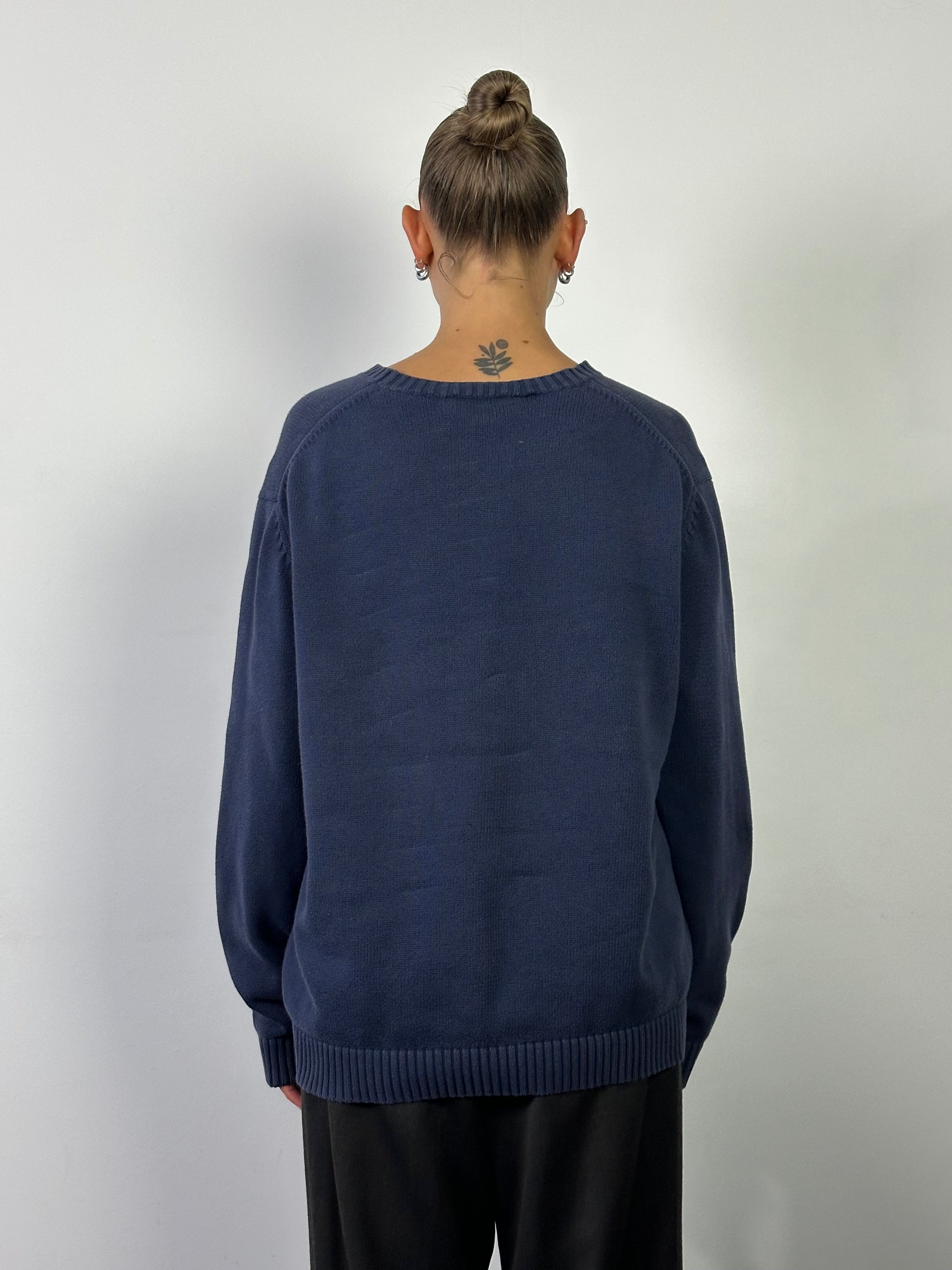 Yves Saint Laurent Pour Homme pure cotton knitted logo jumper in size L/XL, featuring a classic design and YSL branding.