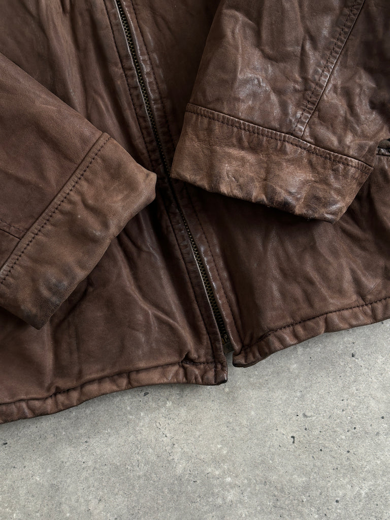Italian Vintage Zip Up Nubuck Leather Jacket - L - SYLK
