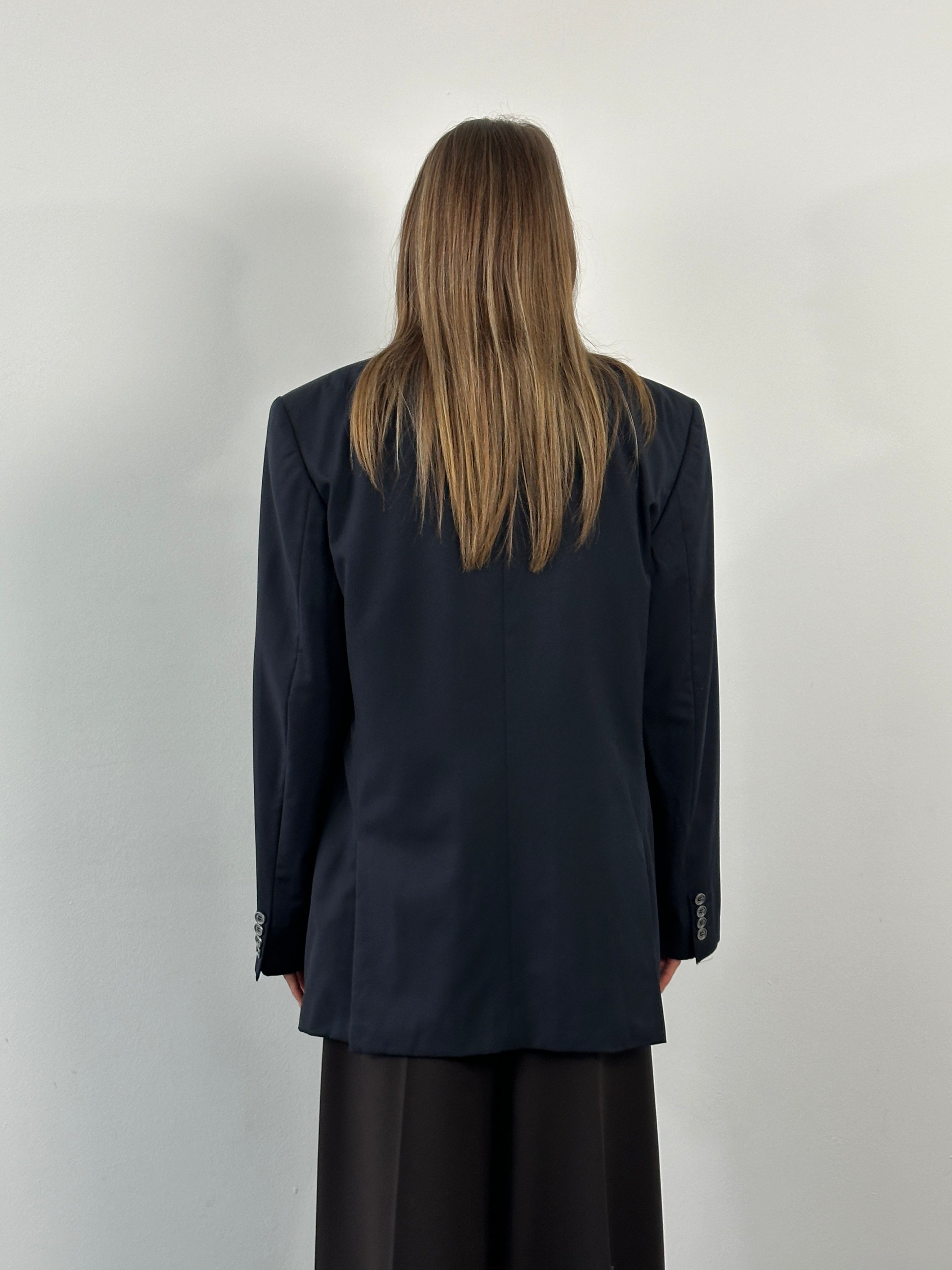 Yves Saint Laurent men's bespoke pure wool blazer, 42R/XL, with classic button details, in a tailored 1990s style.