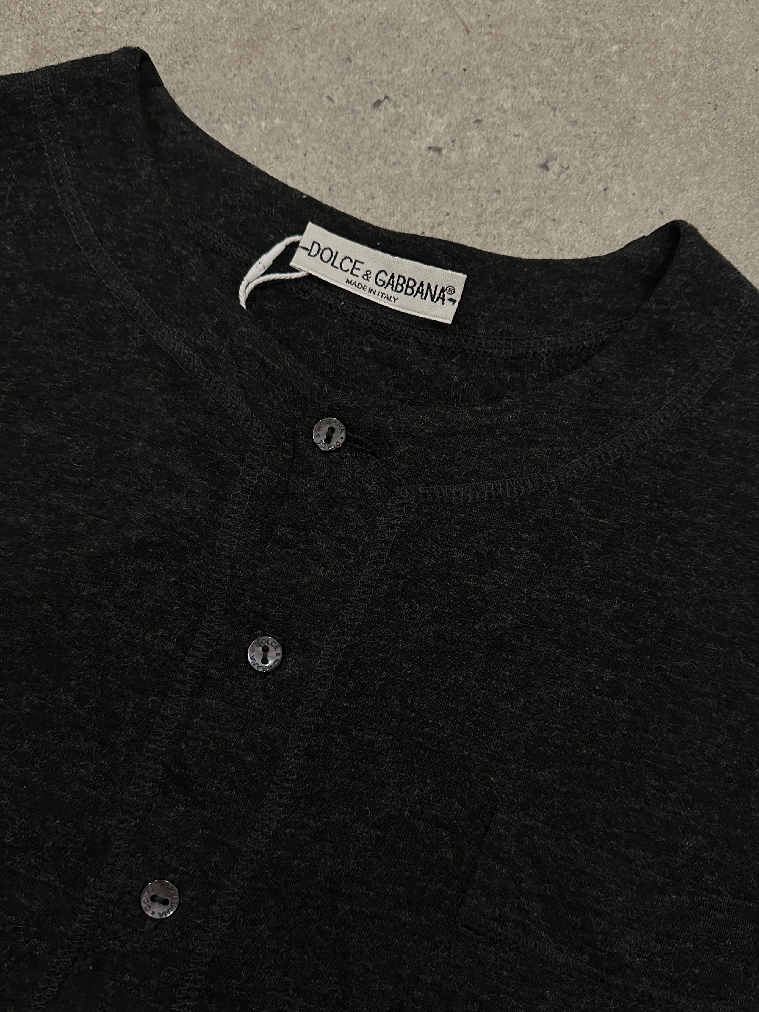 Dolce & Gabbana wool PJ style long-sleeve lightweight T-shirt in dark color, casual fit, with subtle branding details.