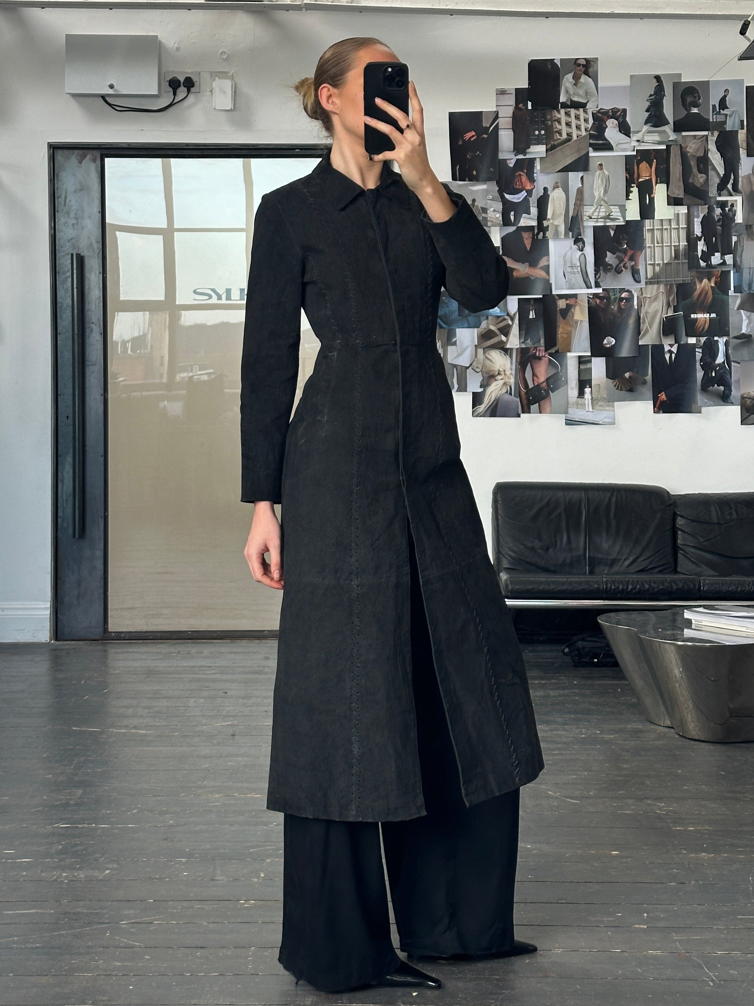 Vintage 1990s Suede Concealed Placket Trench Coat - S - SYLK