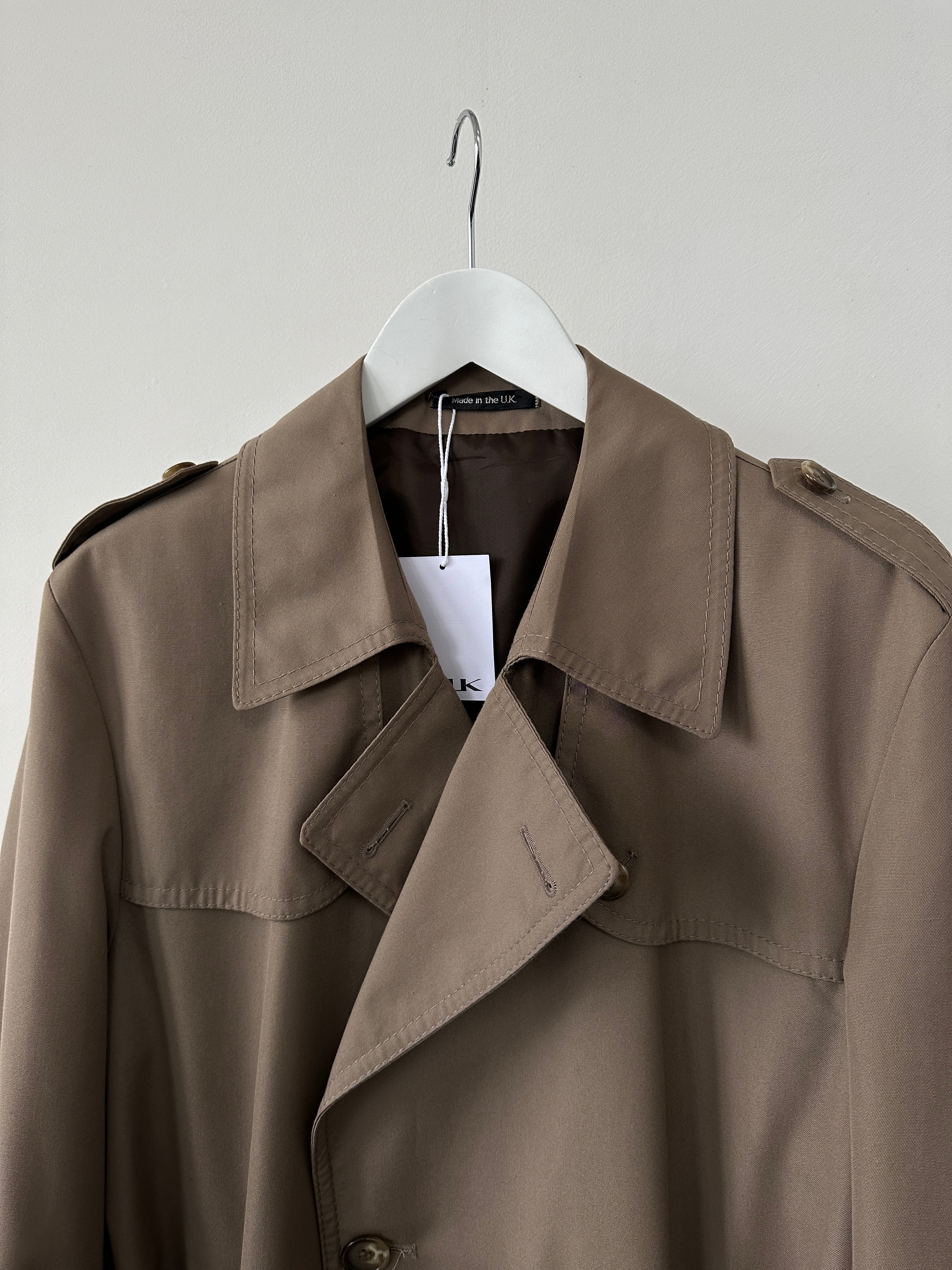 St Michael cotton double-breasted belted trench coat in size L/XL, featuring classic design and button details.