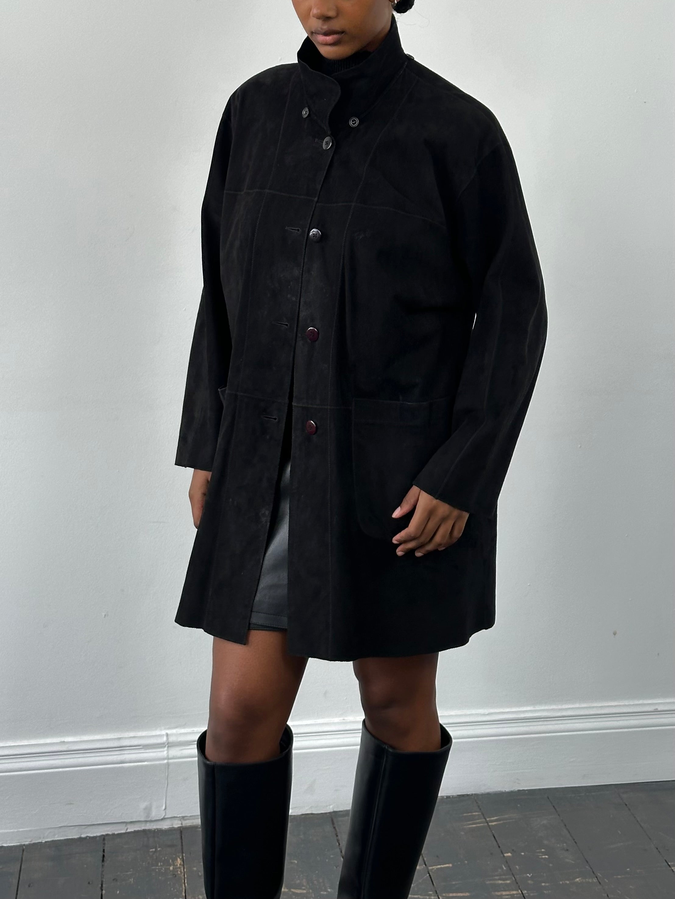 Italian Vintage 1990s Reversible Leather Suede Trench Coat - M - SYLK