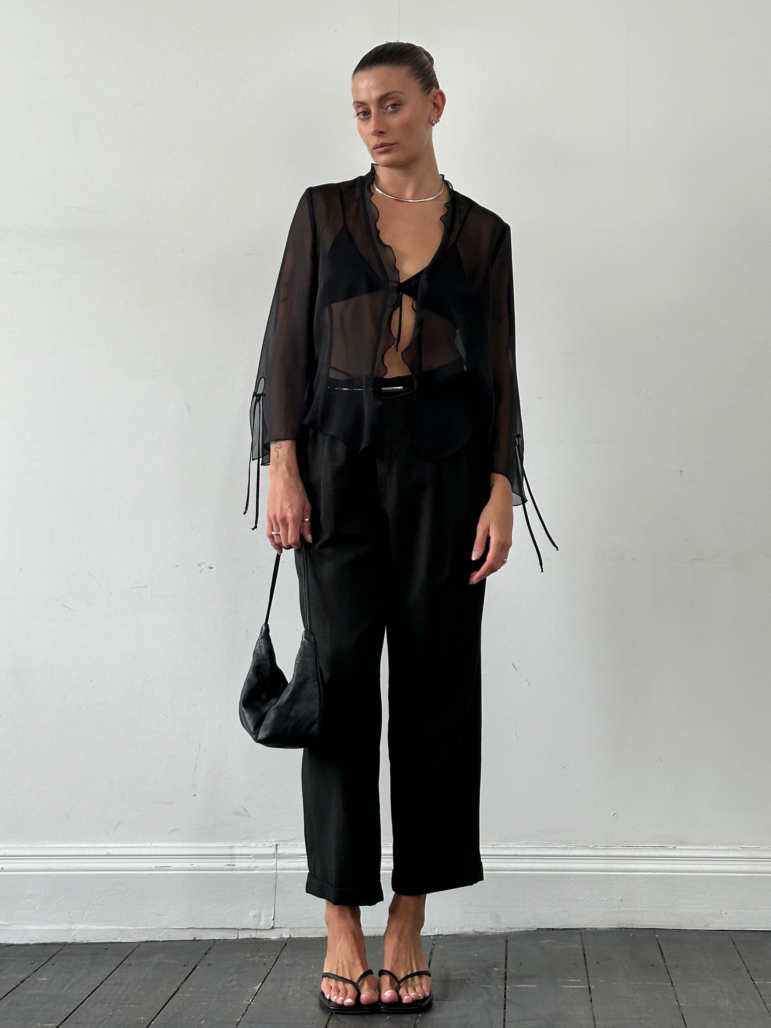 Christian Dior Monsieur wool tailored trousers in straight-leg style, size W36, shown on a model.