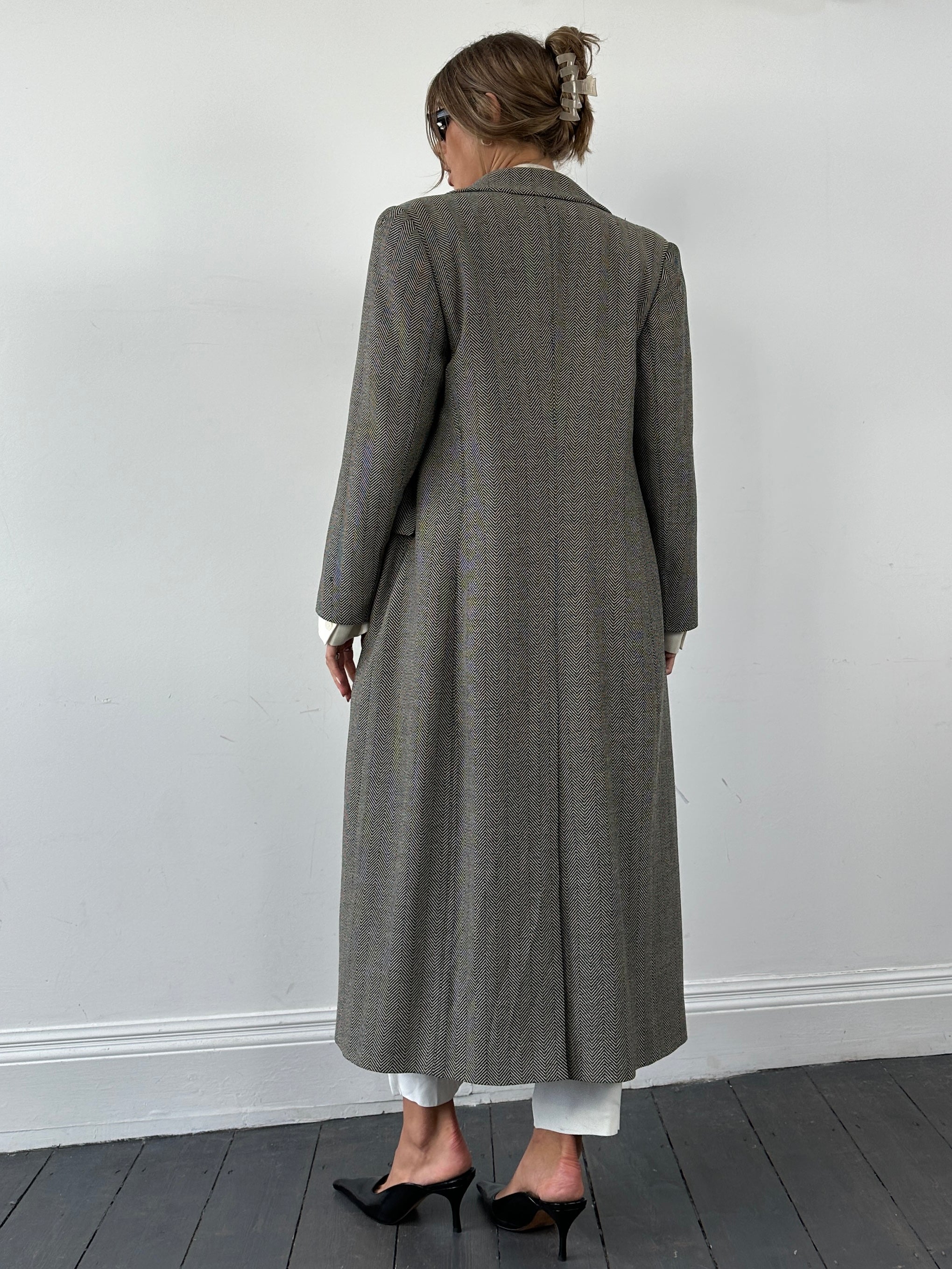 Giorgio Armani Virgin Wool Herringbone Coat - M - SYLK