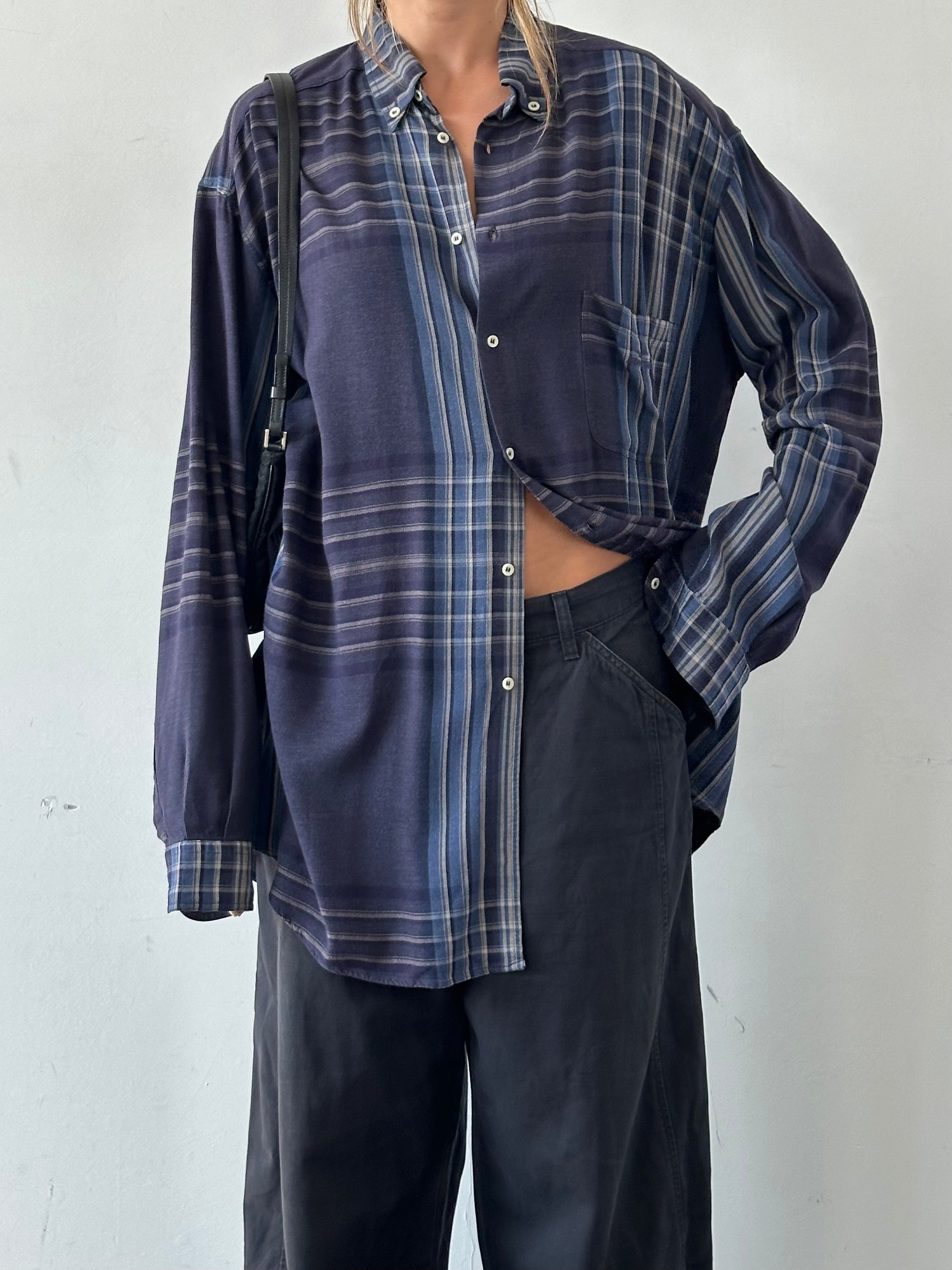 Armani Jeans 90s Check Oversized Flannel Logo Shirt- XXL - SYLK