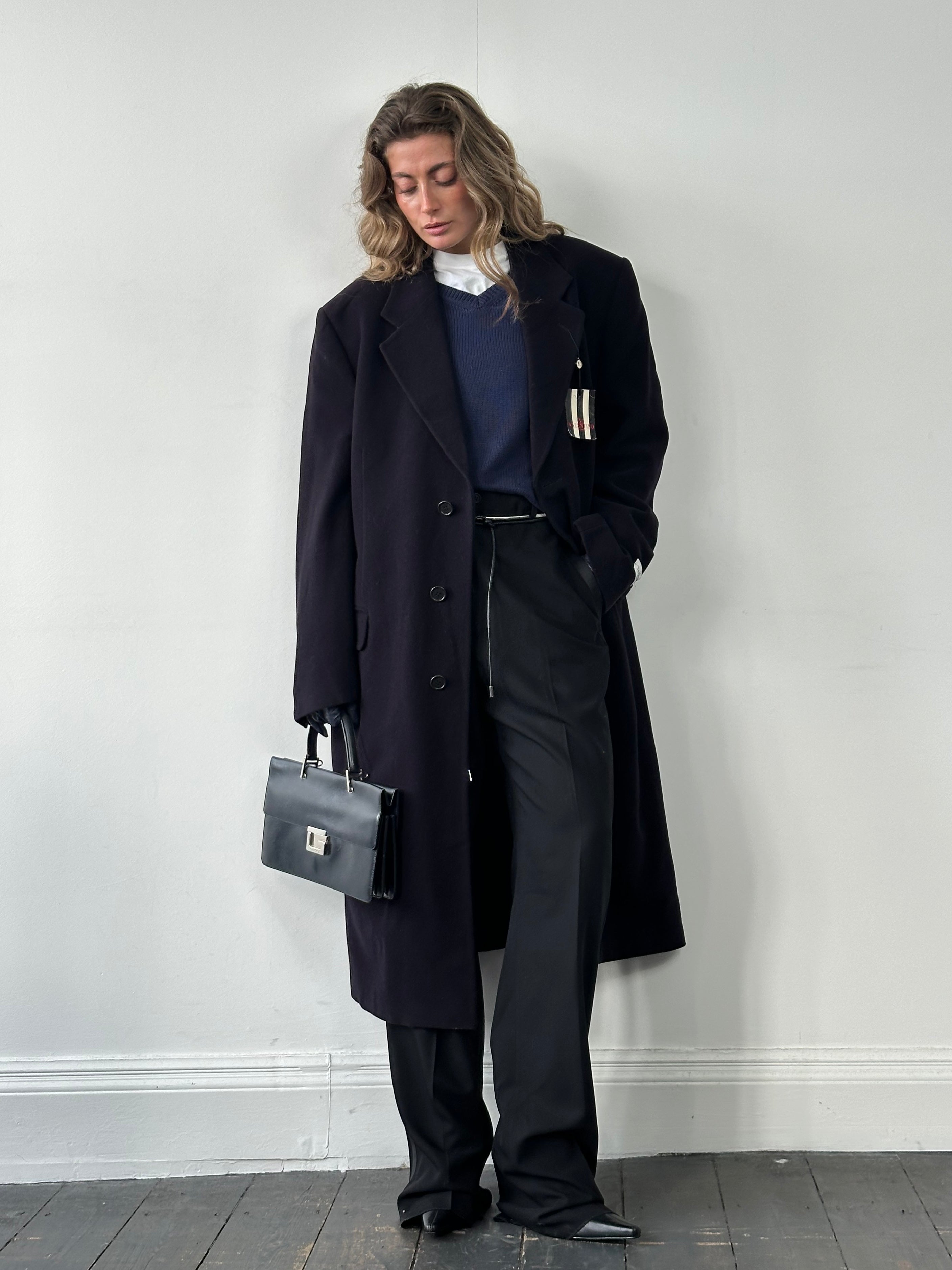 Valentino pure wool single-breasted coat in XL/XXL, stylish and warm outerwear with classic design and tailored fit.