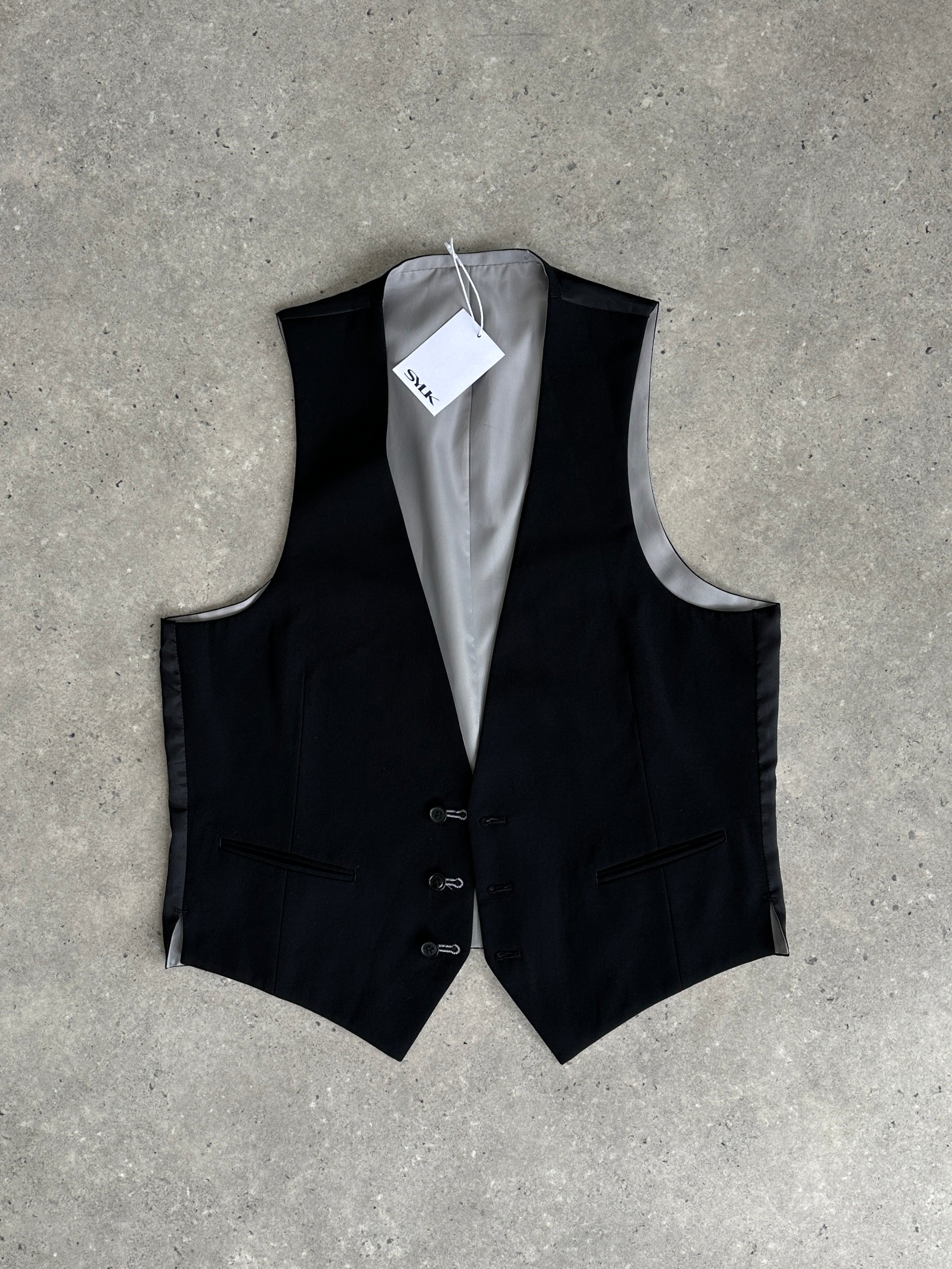 Vintage Reversible Pure Wool Tailored Waistcoat - L - SYLK